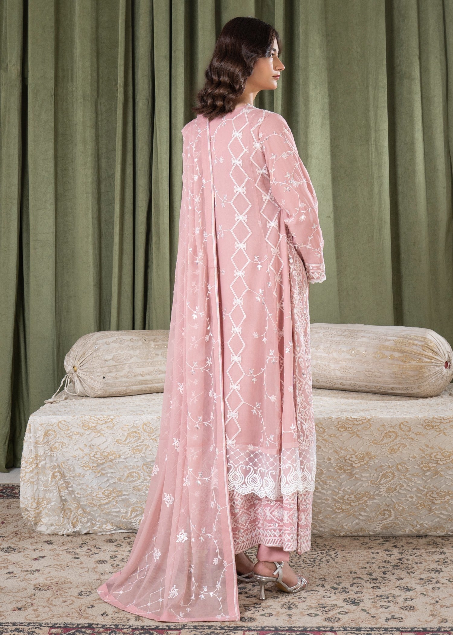 bemberg crinkle chiffon Maxi in Pink