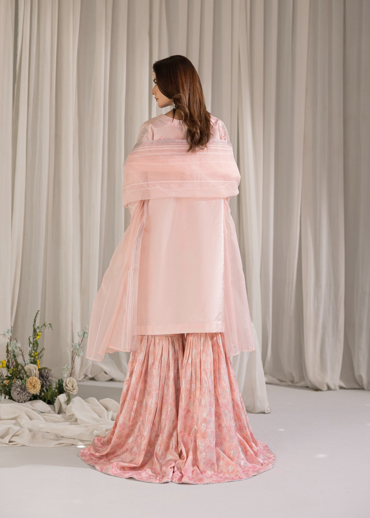 raw silk Gharara in Pink