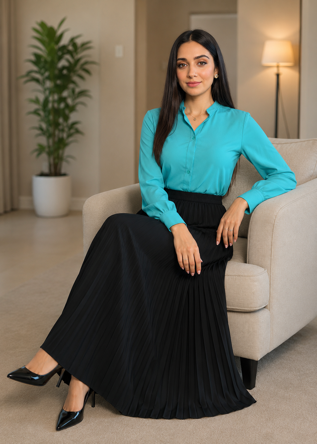 georgette Top in Powder blue