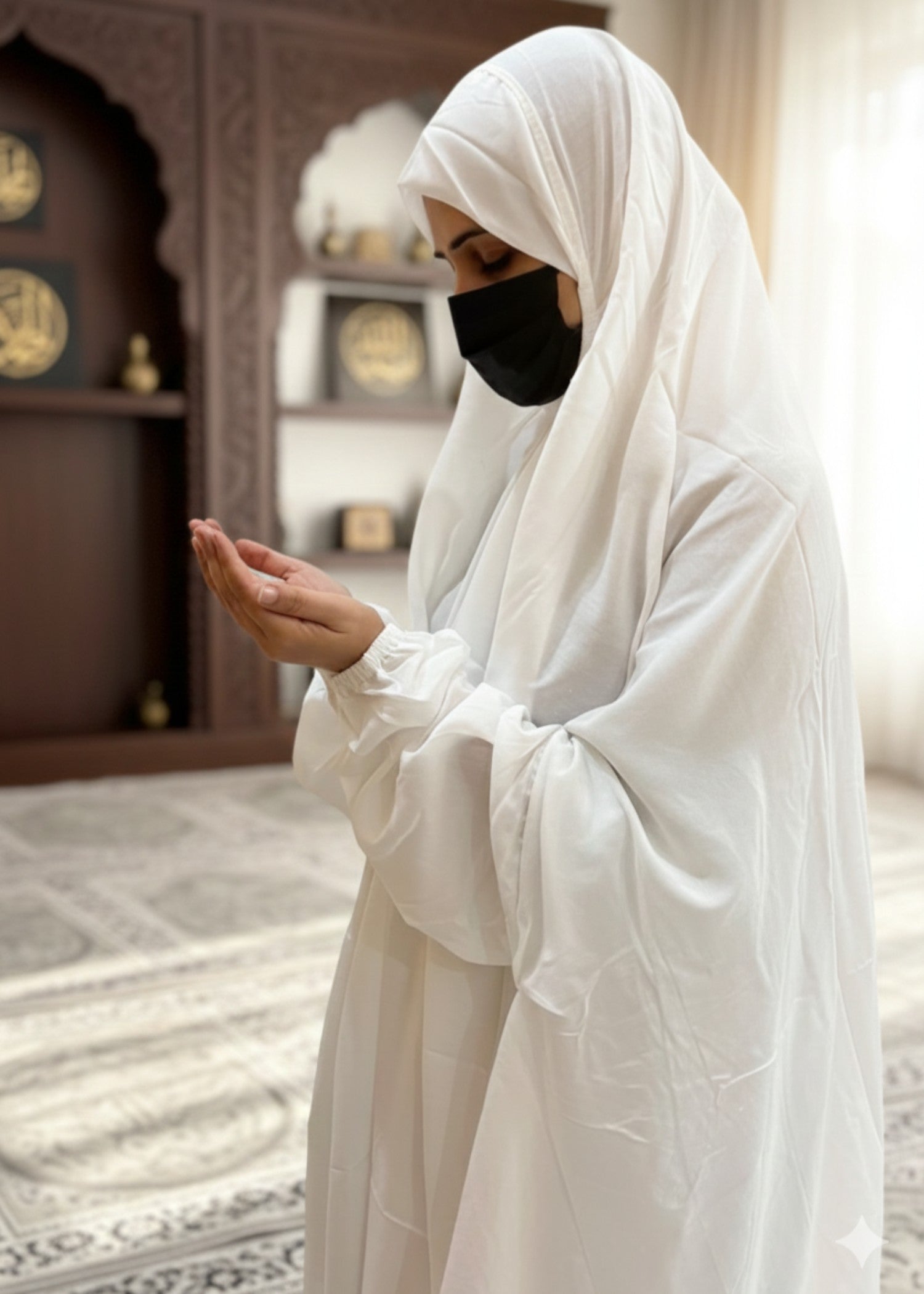 cotton linen Chaddar in White