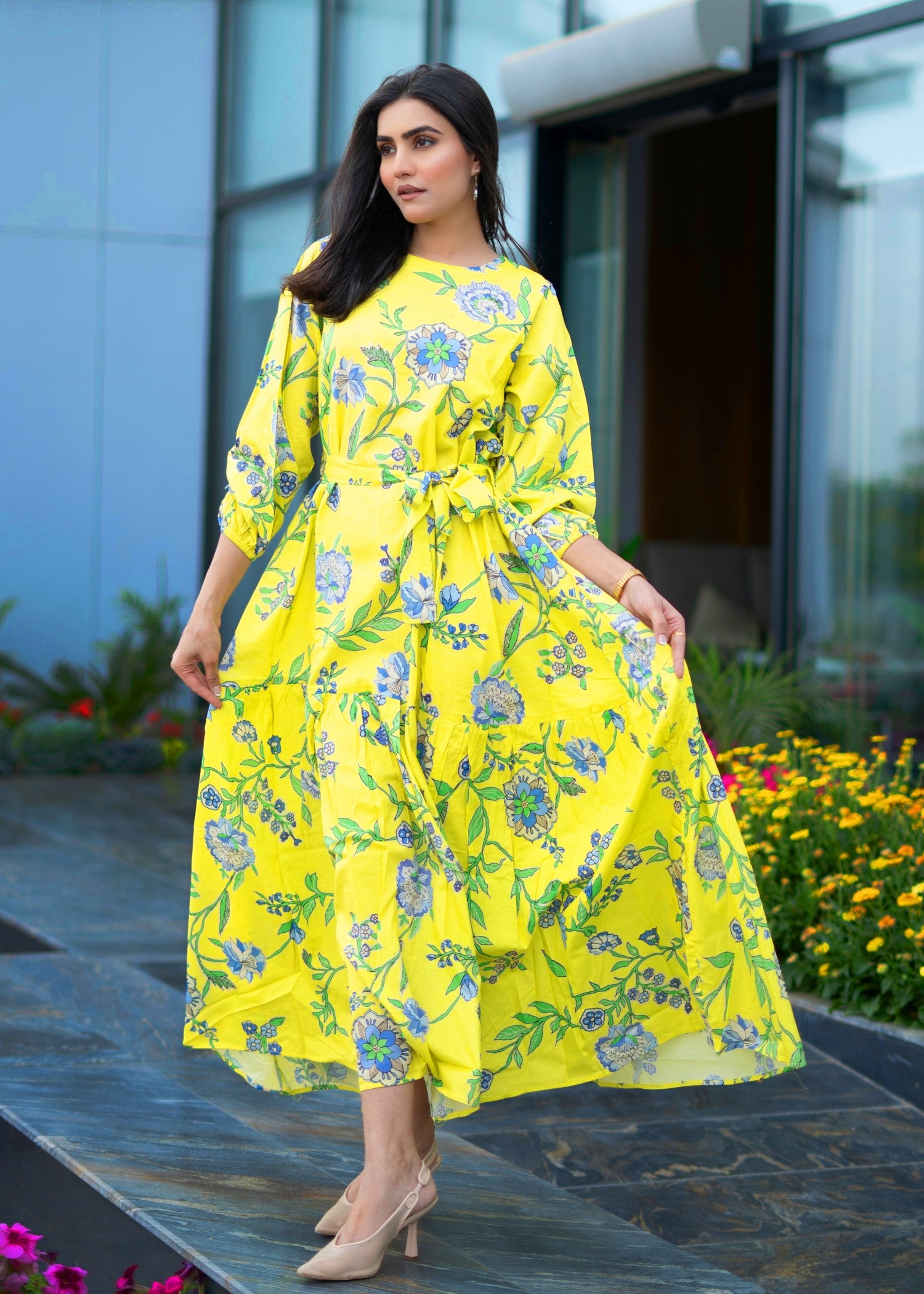 pure cotton Dress in Chartreuse