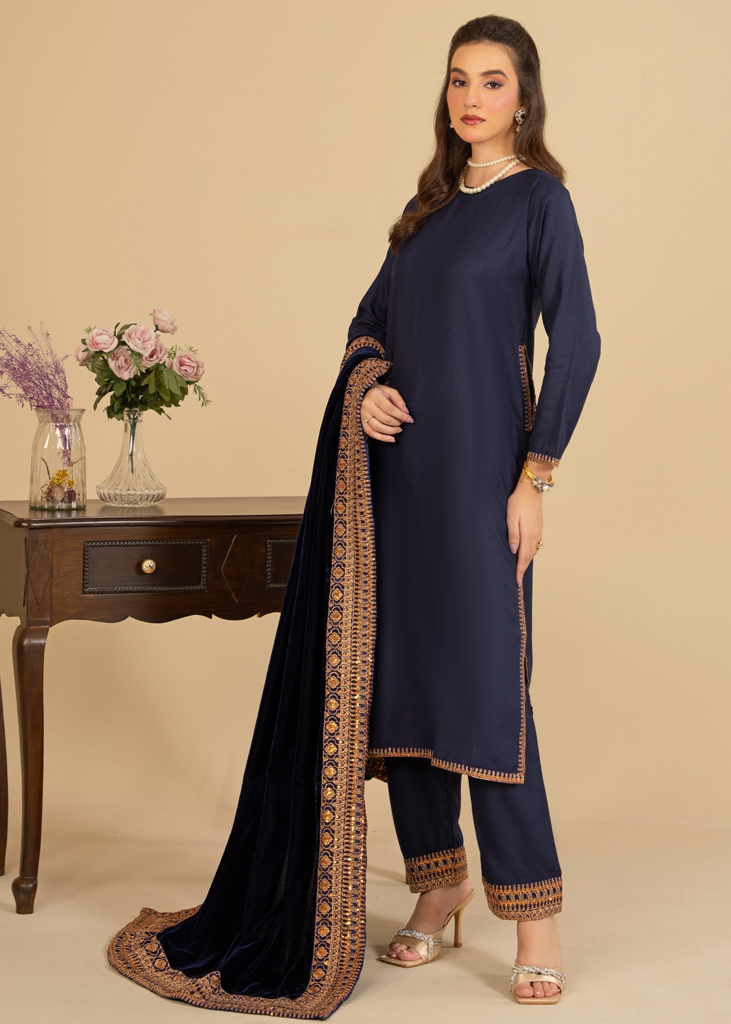 dhanak Kurta Set in Blue