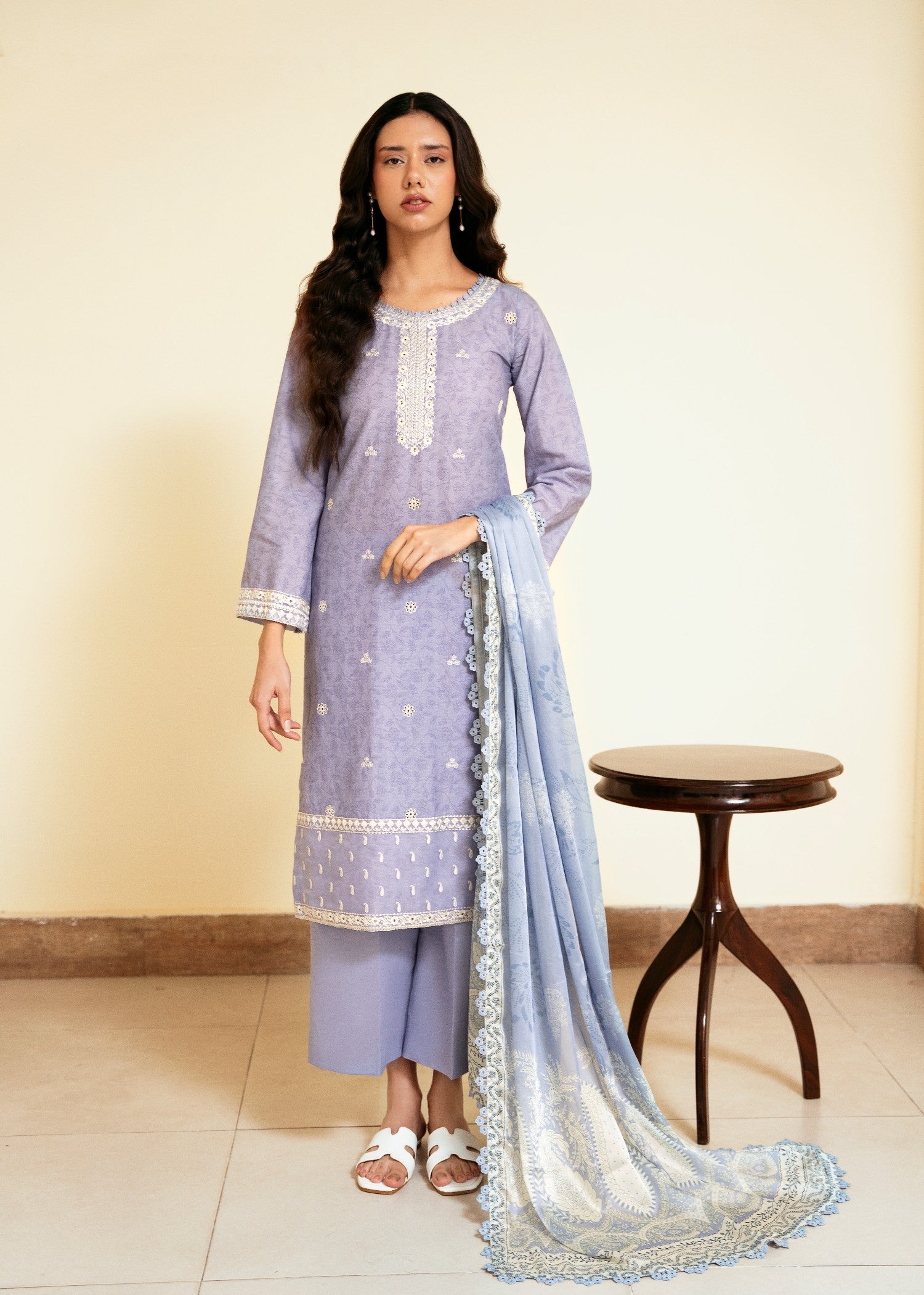 pure cotton Unstitched in Lilac