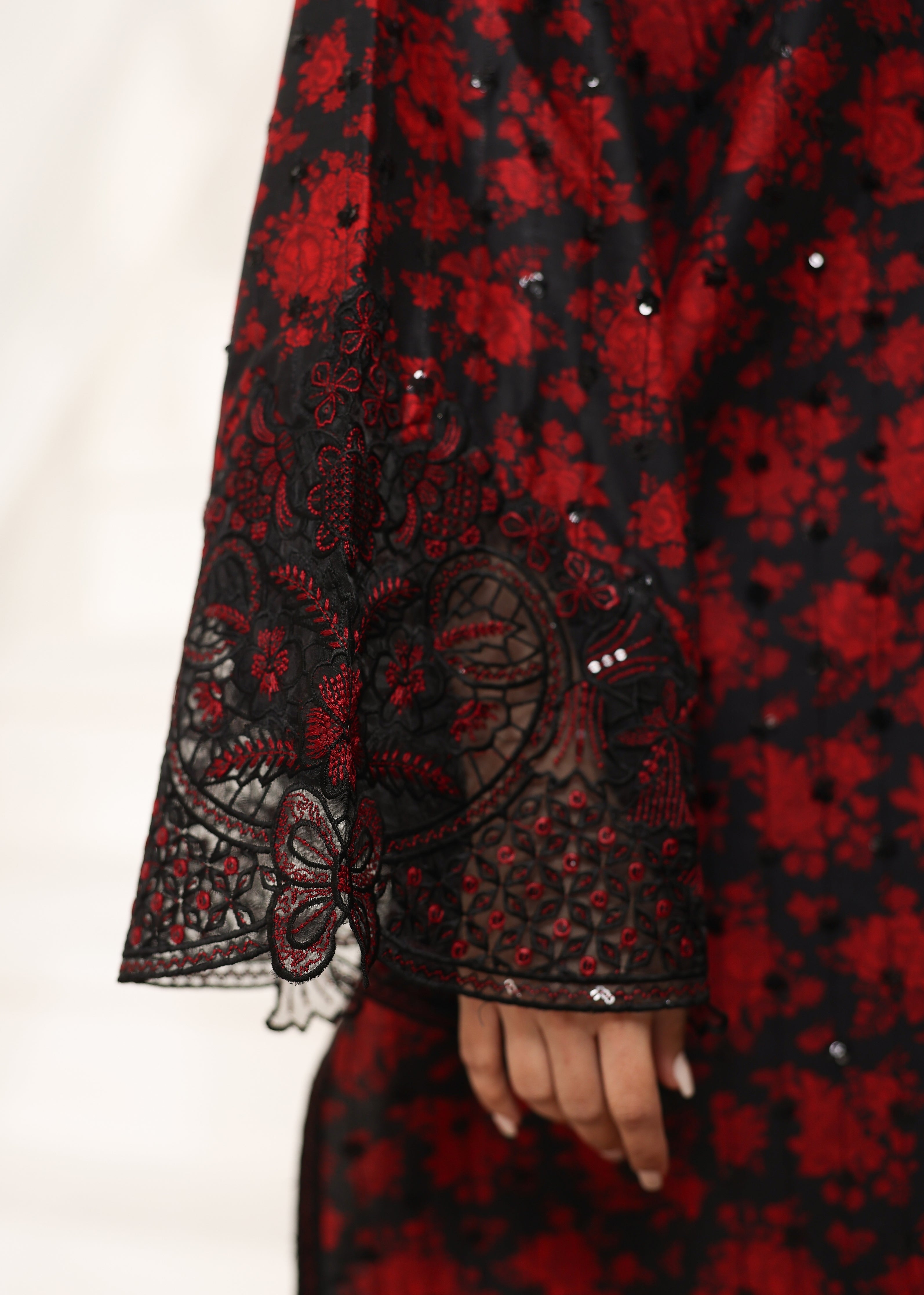 cotton dobby Kurta Set in Blood red