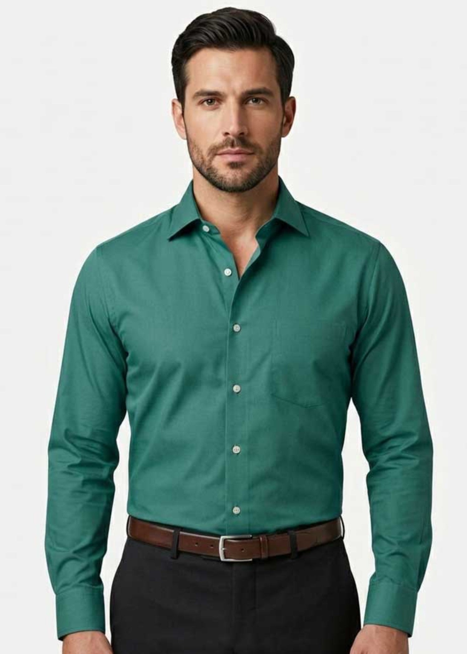 cotton Formal Shirt in Green