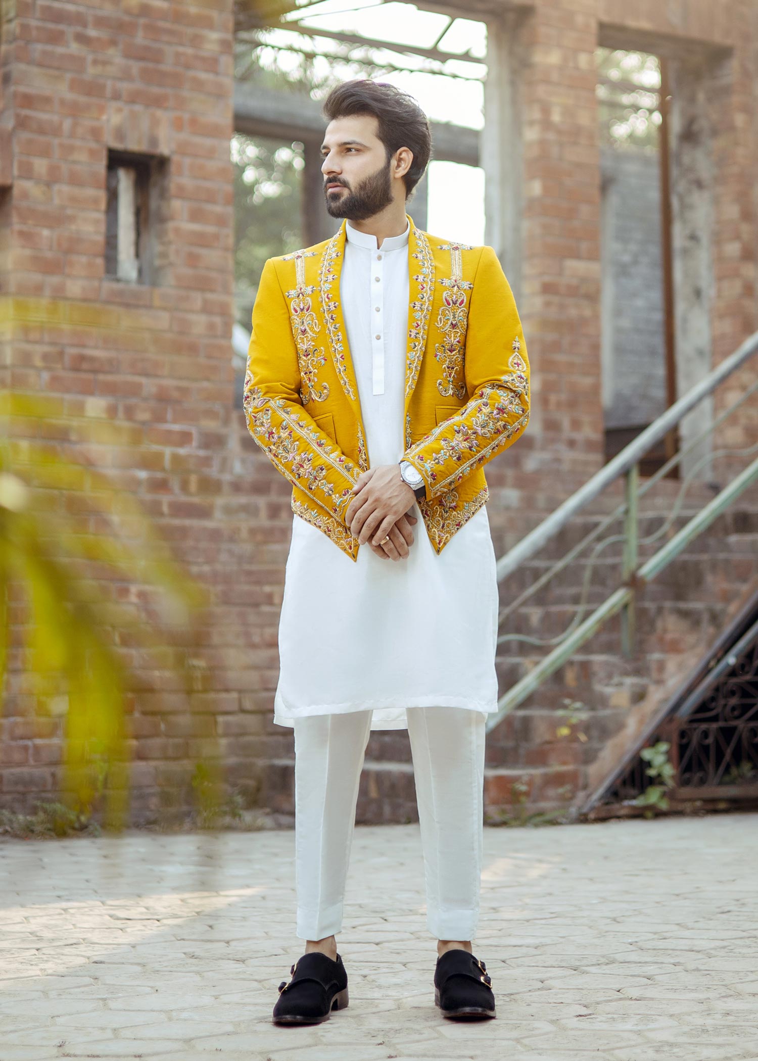 silk Prince Coat in Yellow