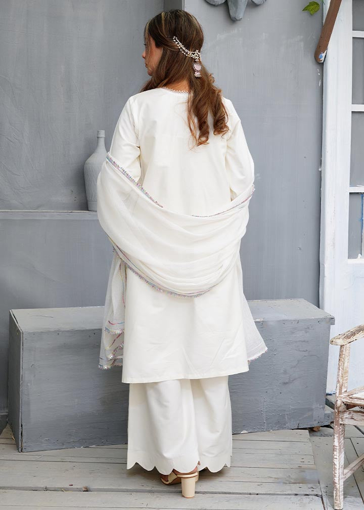 cotton silk Kurta Set in Pearl white