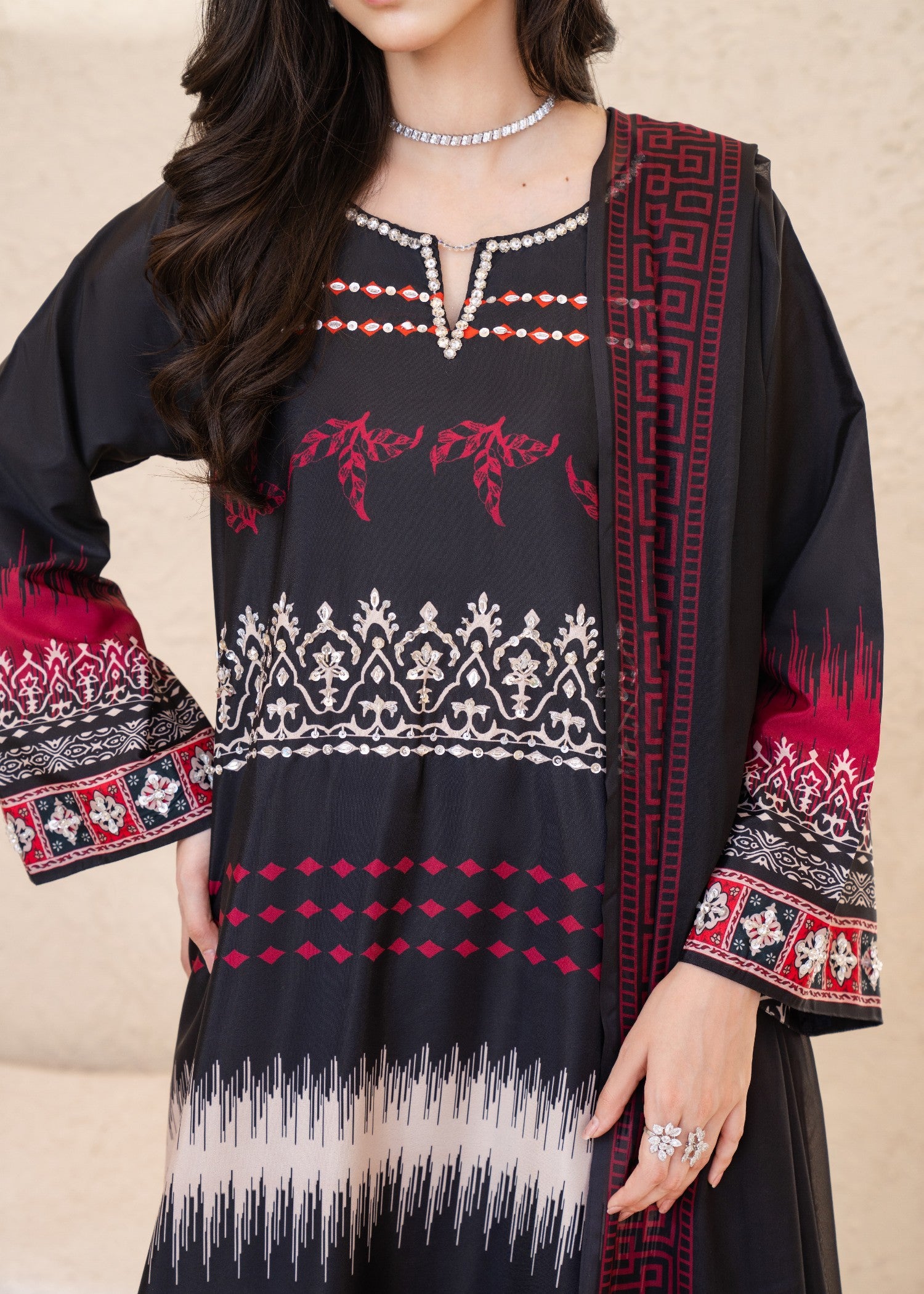 silk grip Kurta Set in Black, mulberry, burgundy