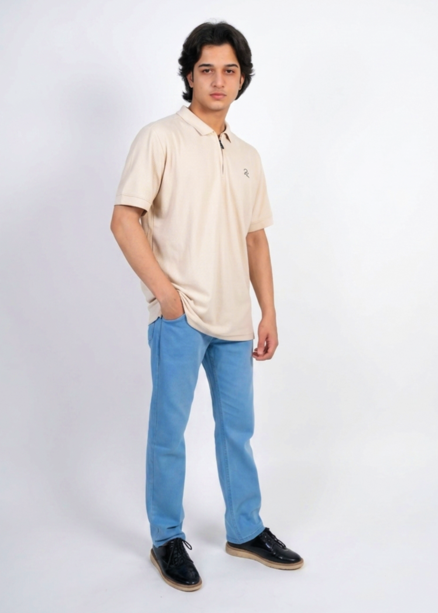 polycotton Polo Shirt in Beige