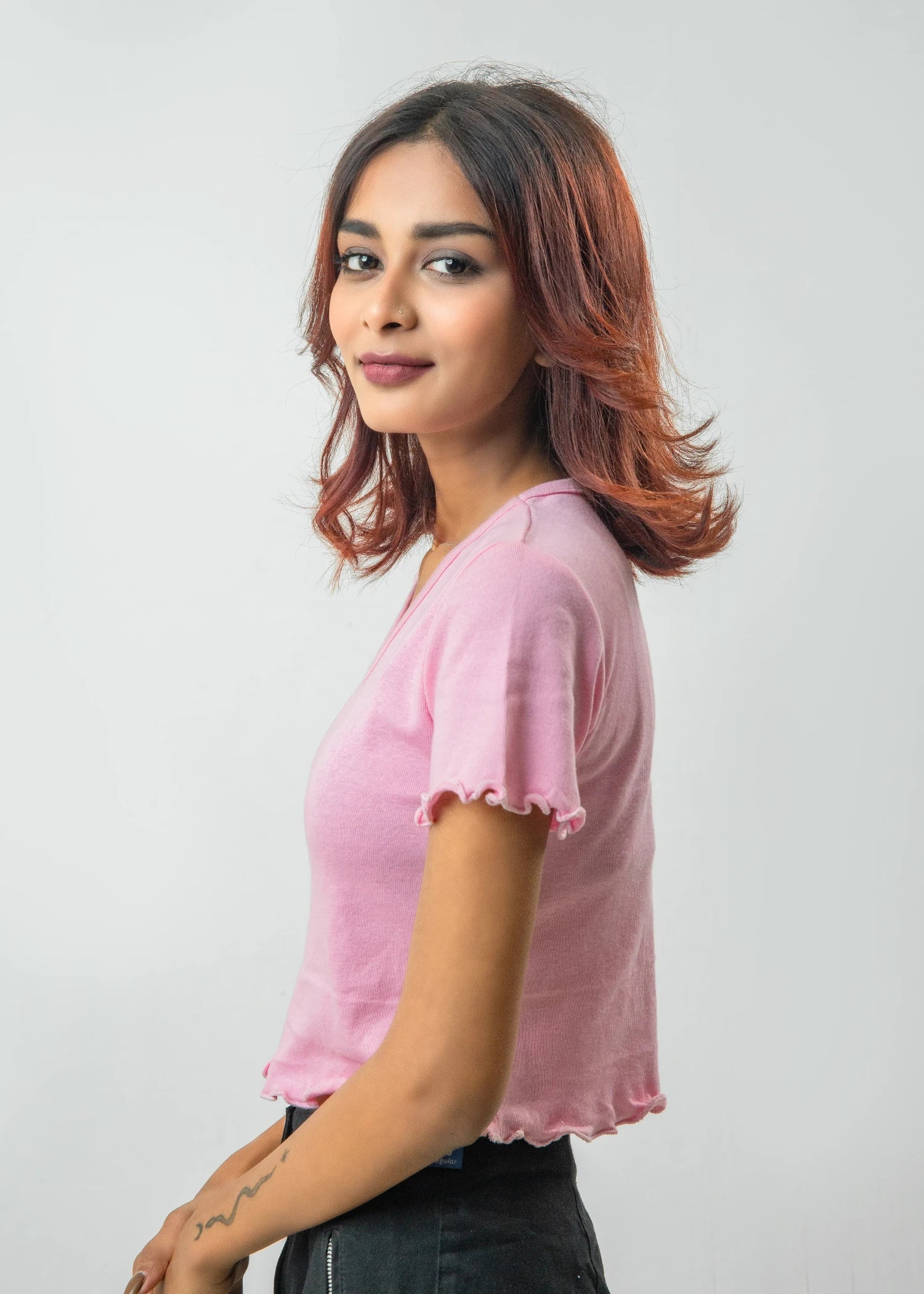 jersey knit Top in Baby pink