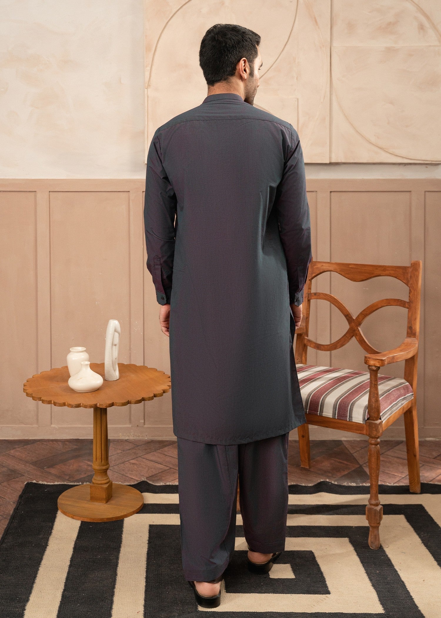 cotton Shalwar Kameez in Dark grey