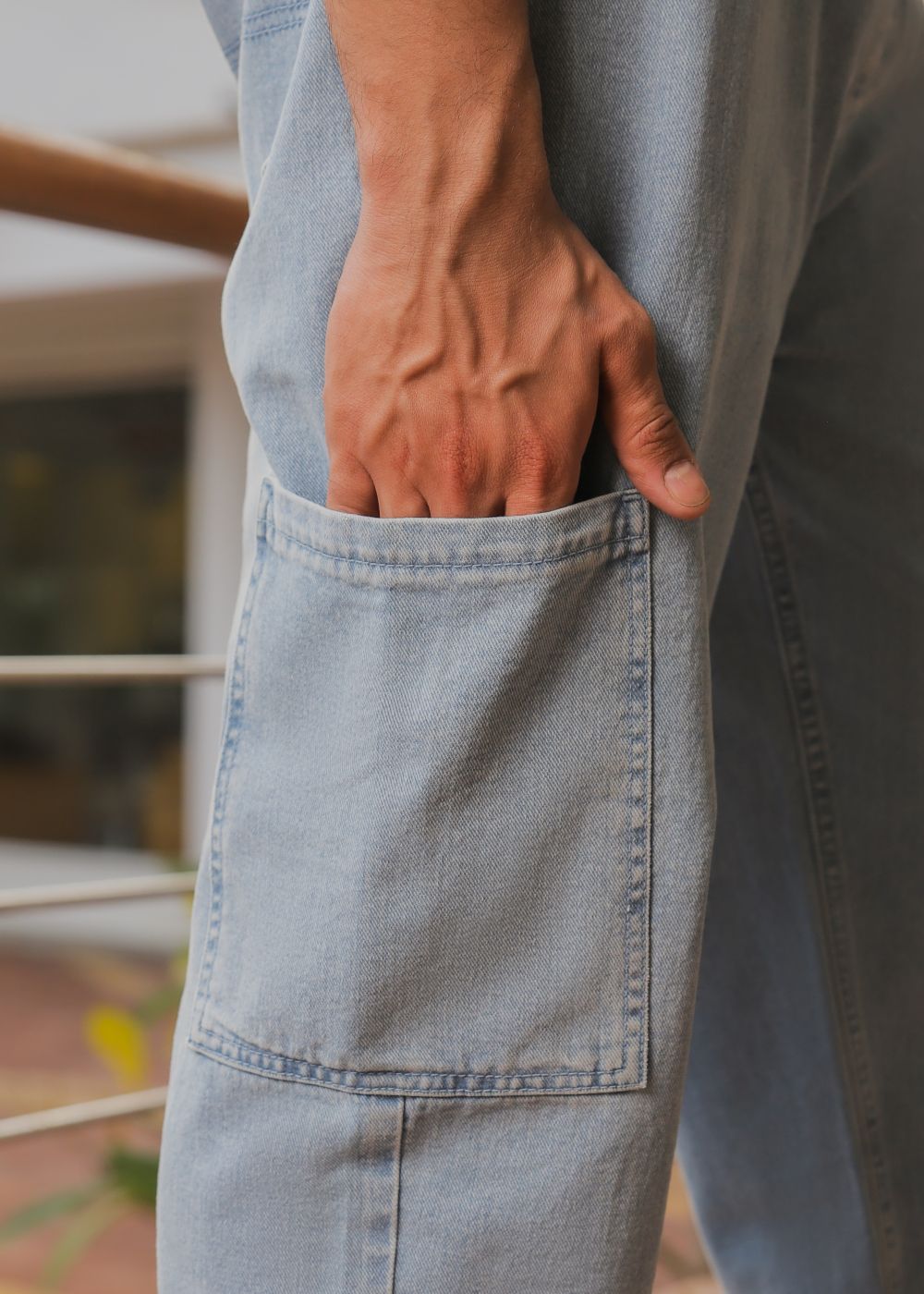 denim Trousers in Ice blue
