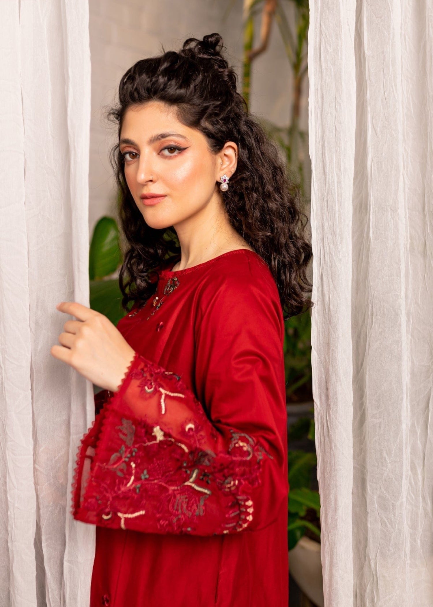 cotton viscose Kurta Set in Red
