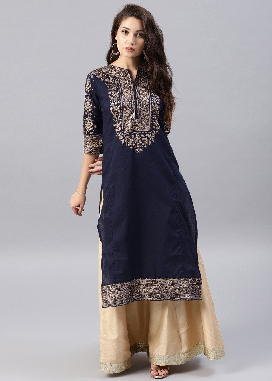 linen Kurti in Blue