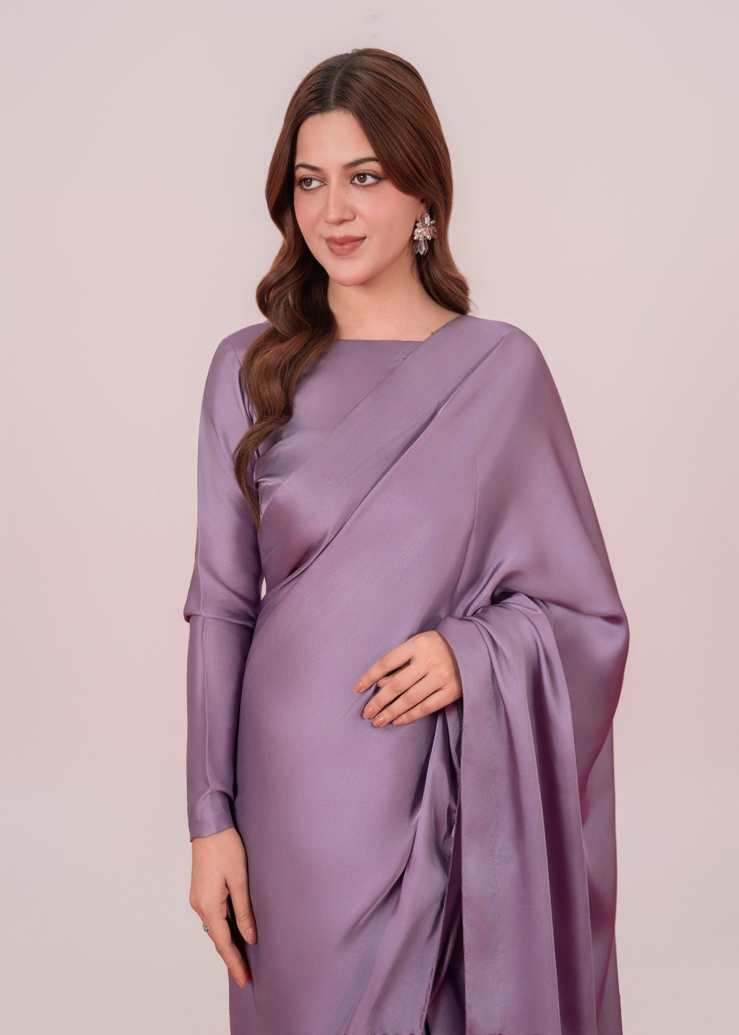 silk Saree in Lavender mist