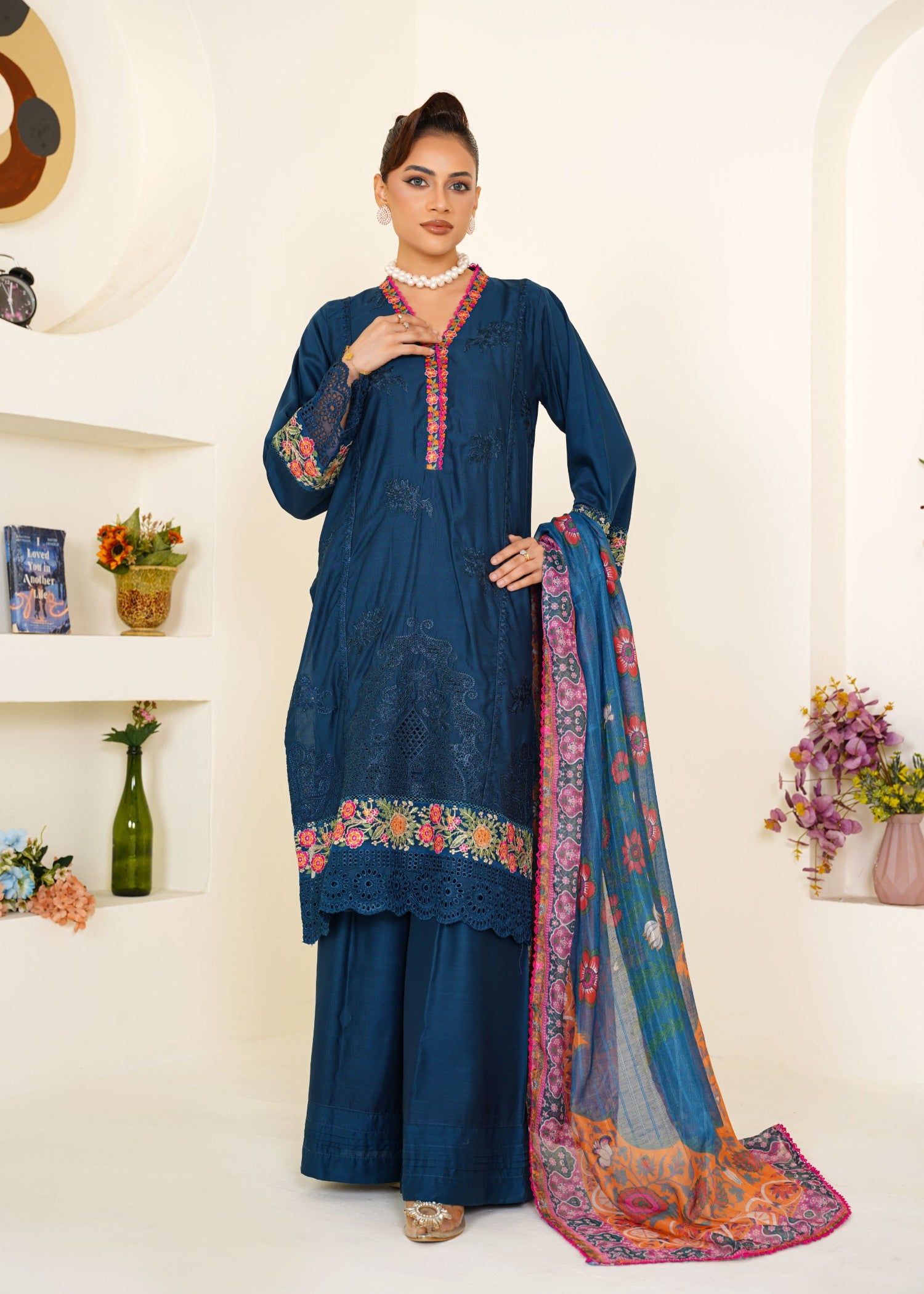 viscose Kurta Set in Midnight blue