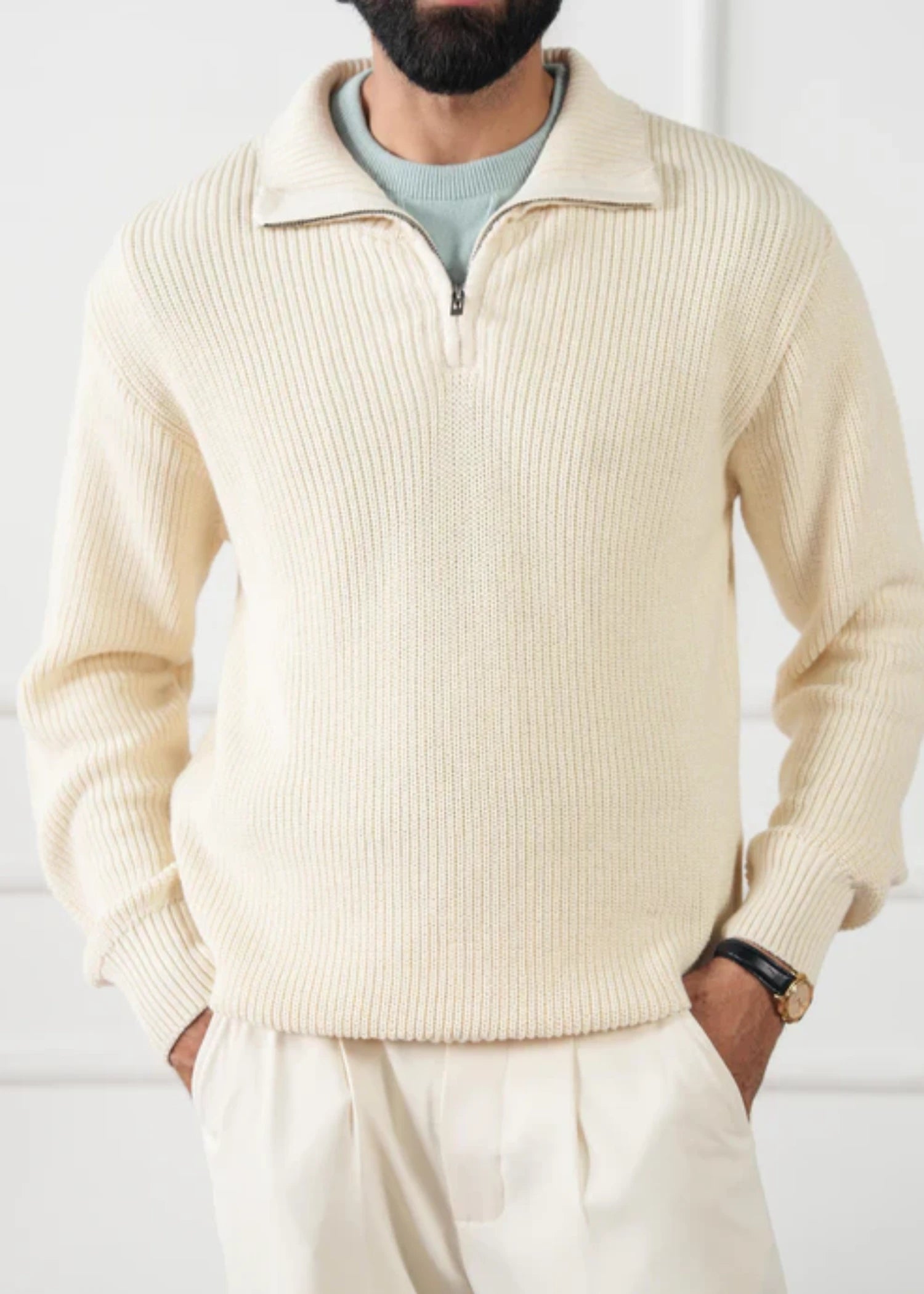 cotton Sweater in Beige