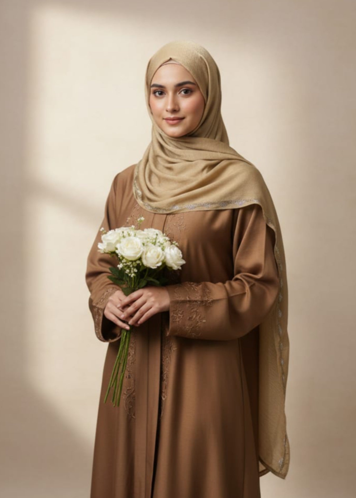 crushed velvet Hijab in Gold
