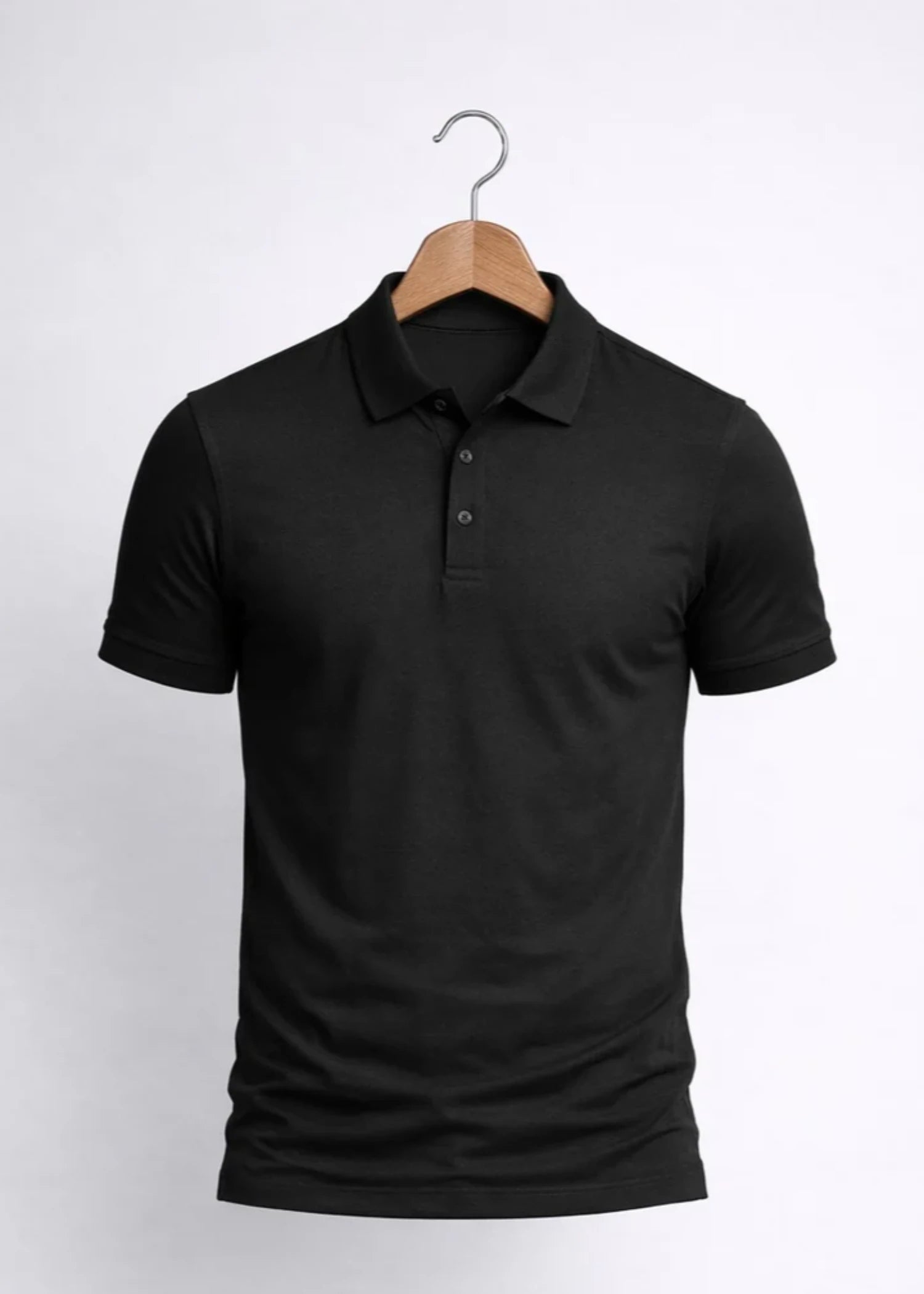 polycotton Polo Shirt in Black by Hinz