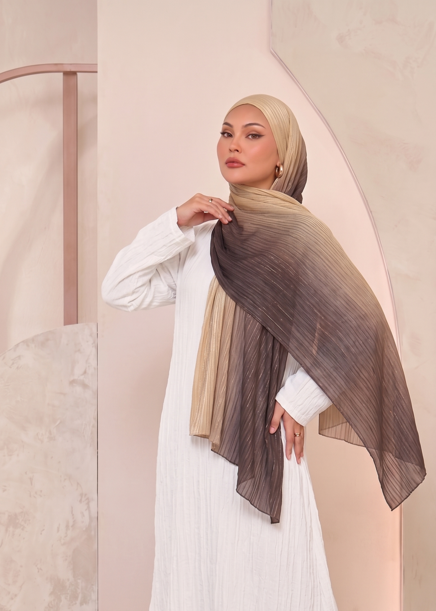 pk crinkle chiffon Hijab in Multi