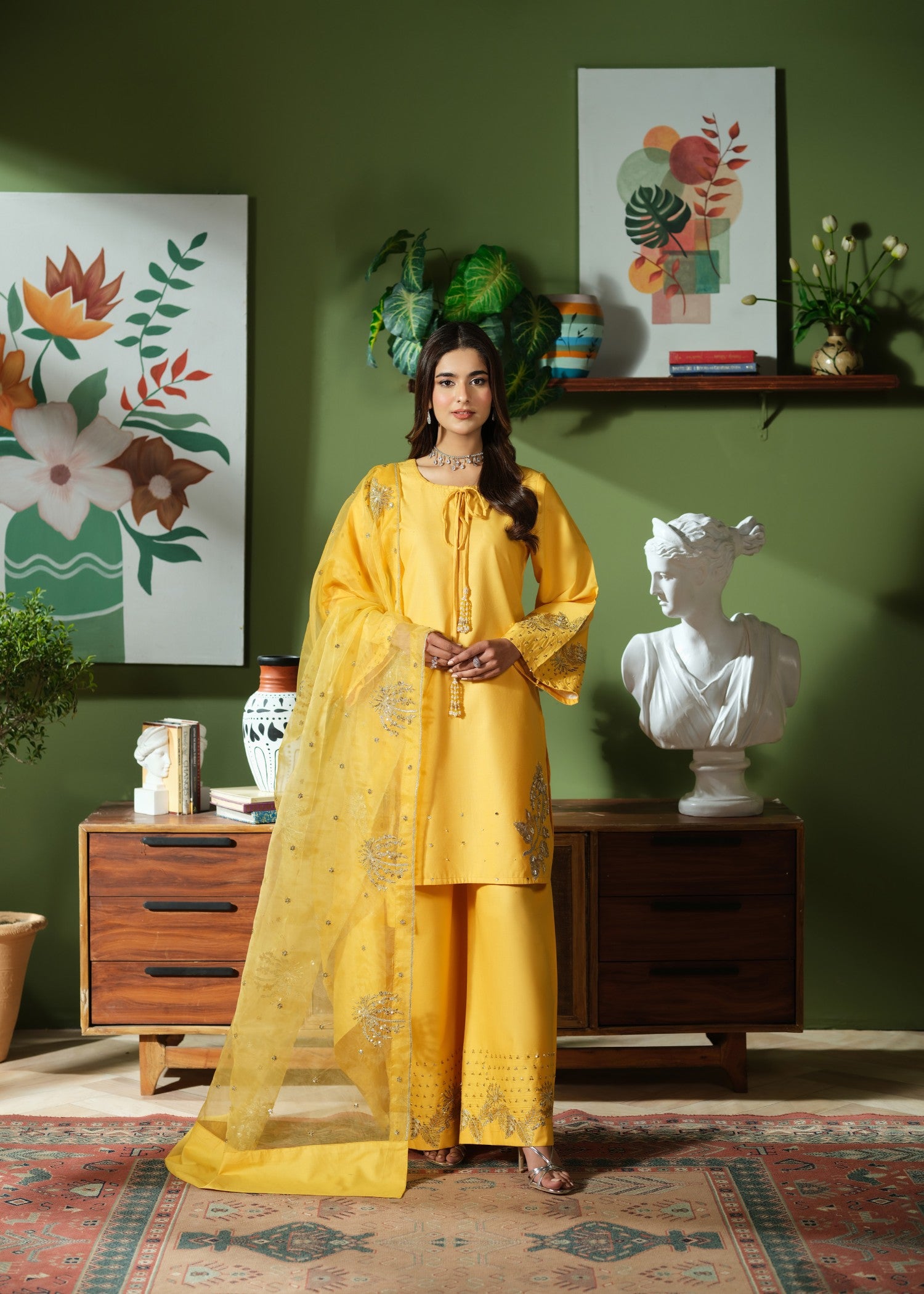 cambric Kurta Set in Mellow yellow