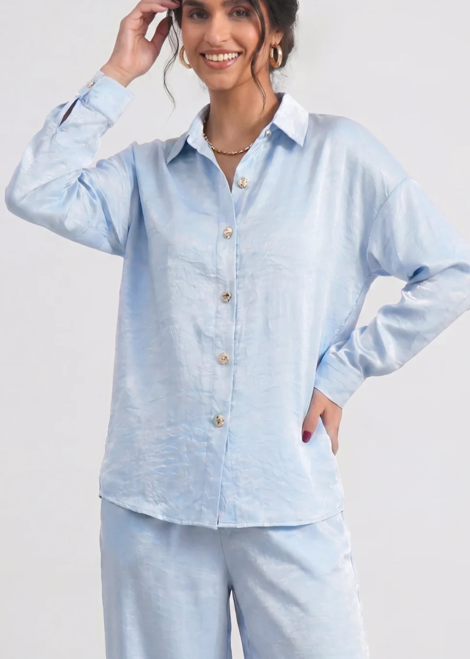 viscose Trousers in Ice blue