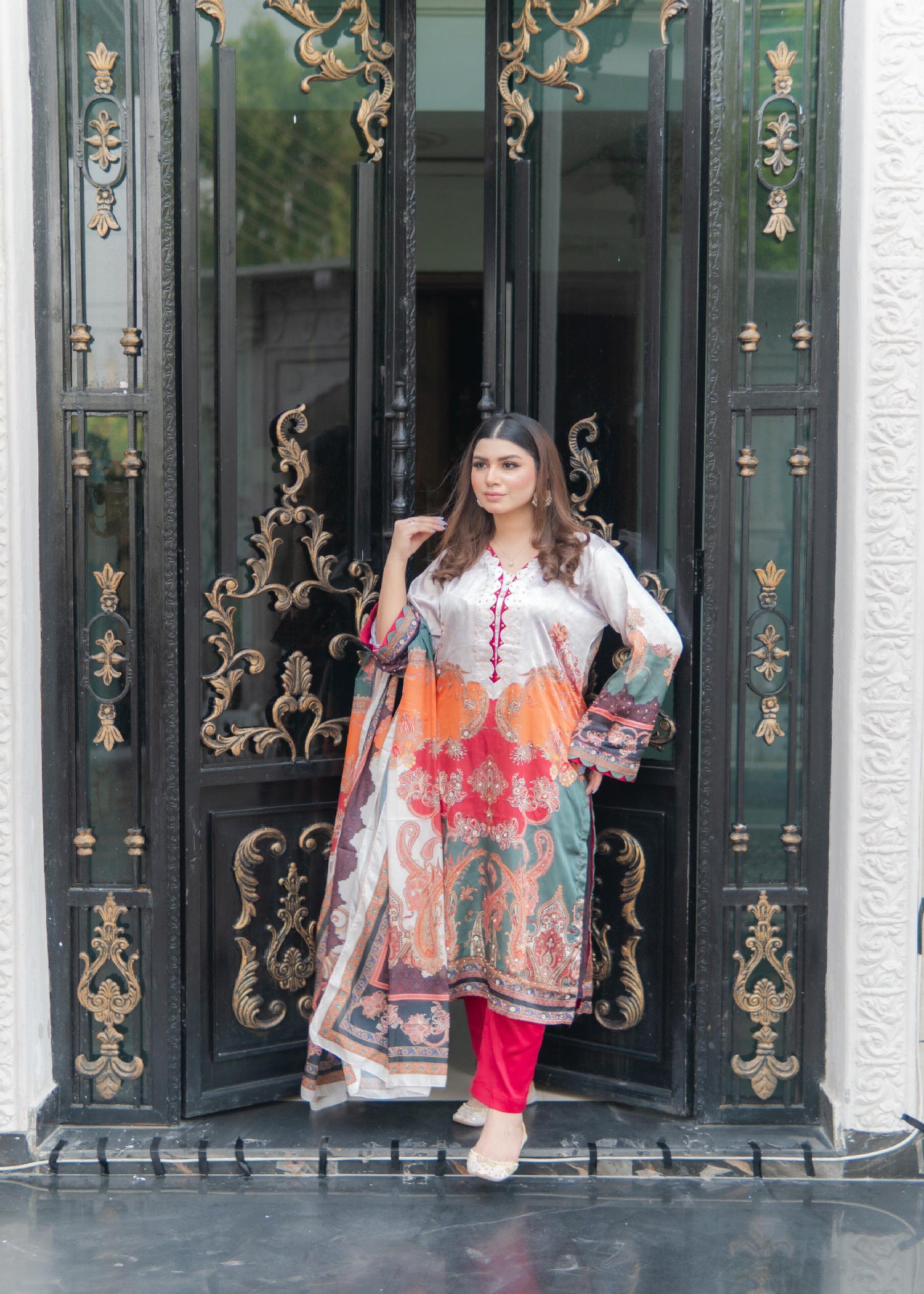 silk Kurta Set in Eggshell