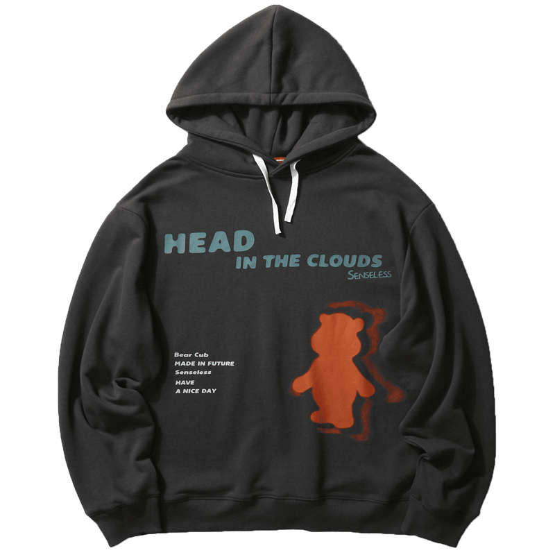 Sweater Hooded Fleece Original Tide Brand Letter Bear Print Loose Trend Wild Winter New Men'S and Women'S Jackets