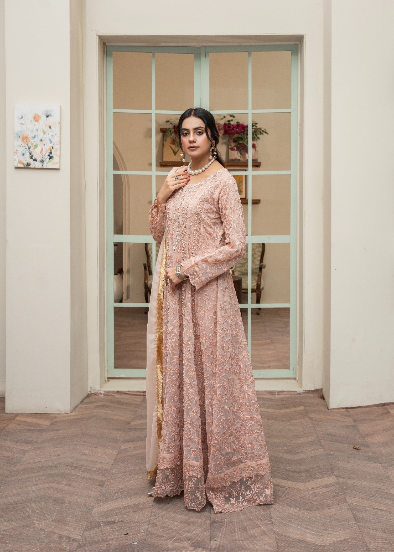 chiffon Maxi in Peach orange
