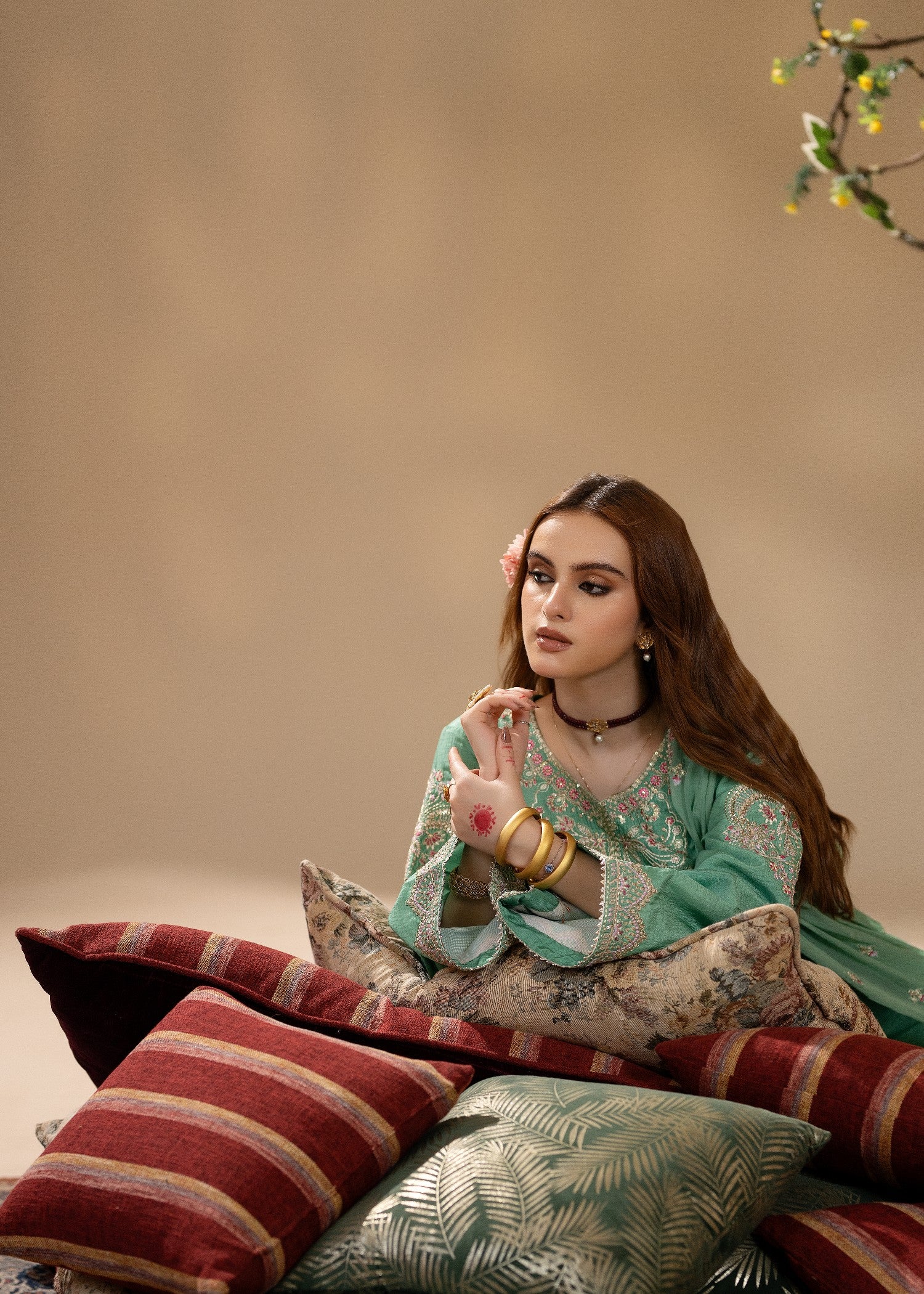 korean raw silk Kurta Set in Mint green