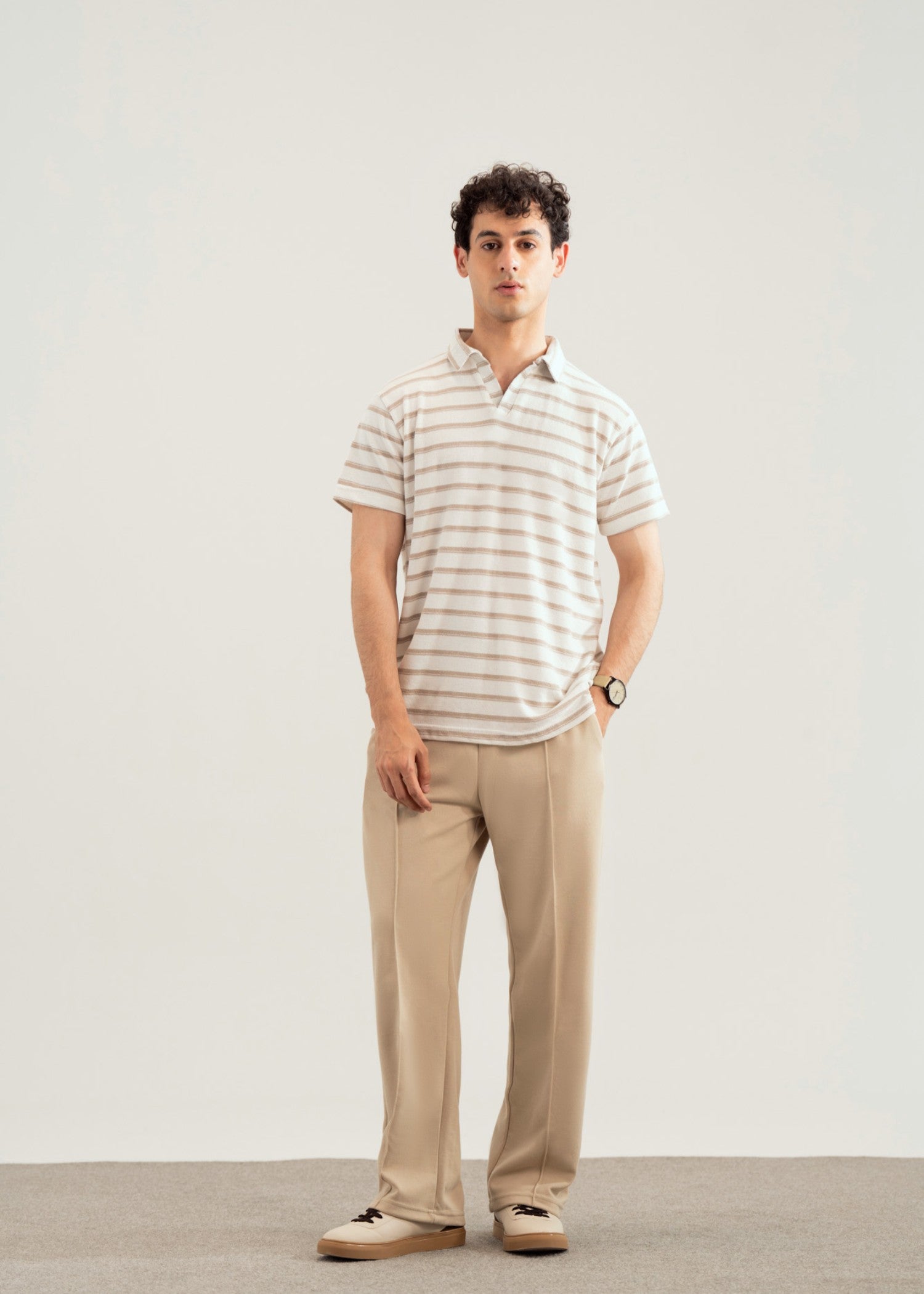 cotton Polo Shirt in Brown, white
