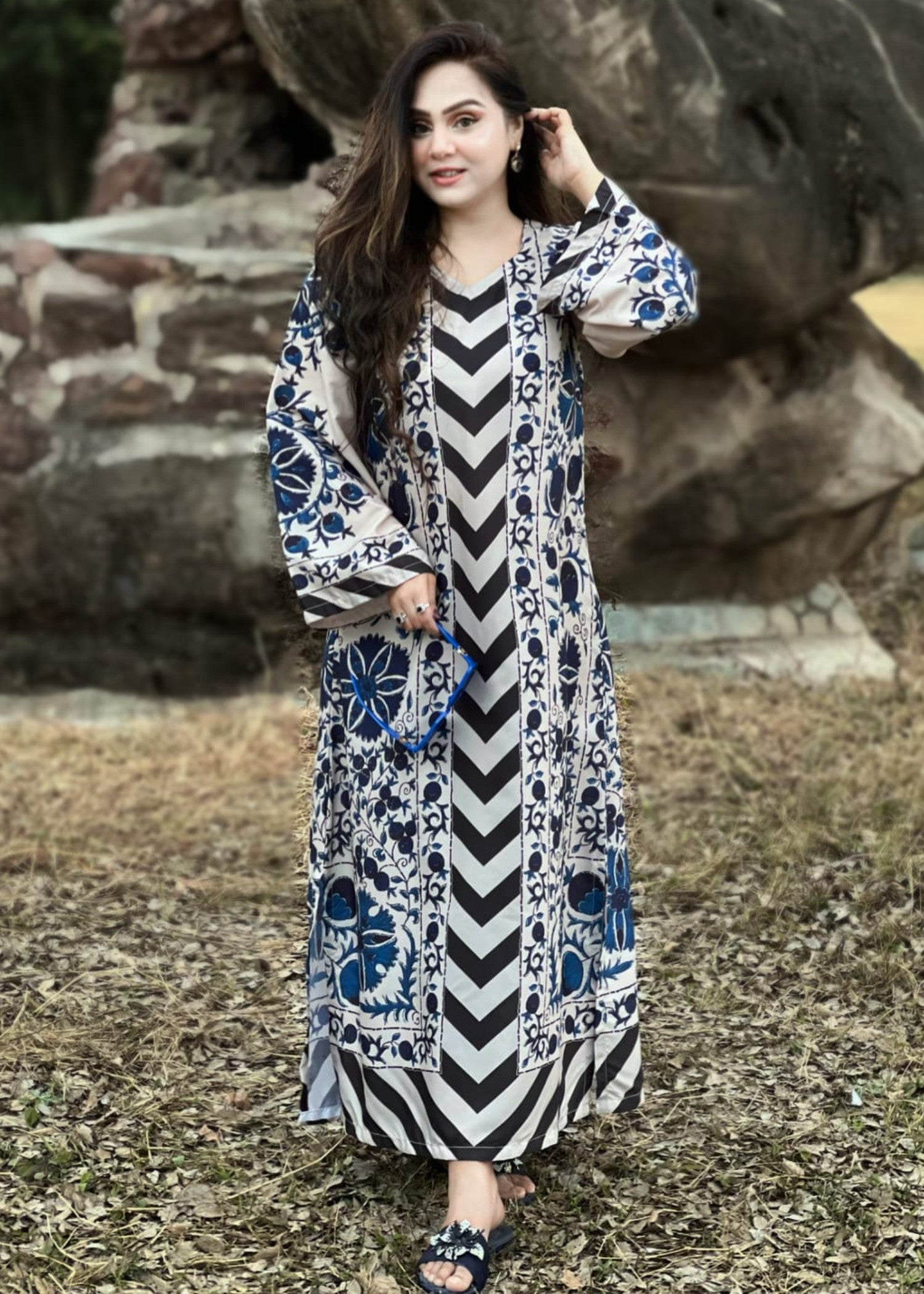 grip Kaftan in Royal blue