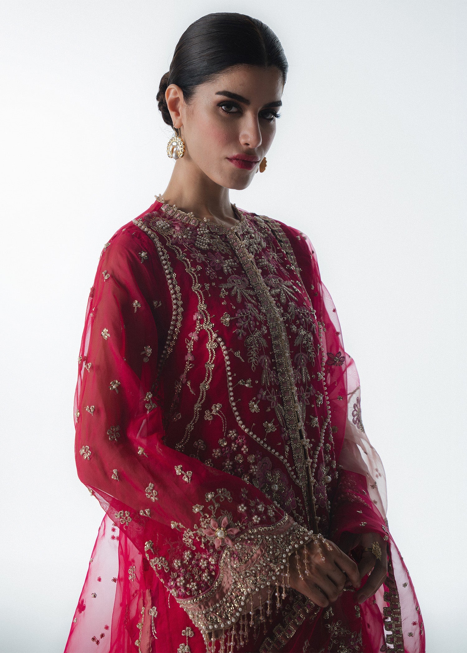 organza Sharara in Fuchsia