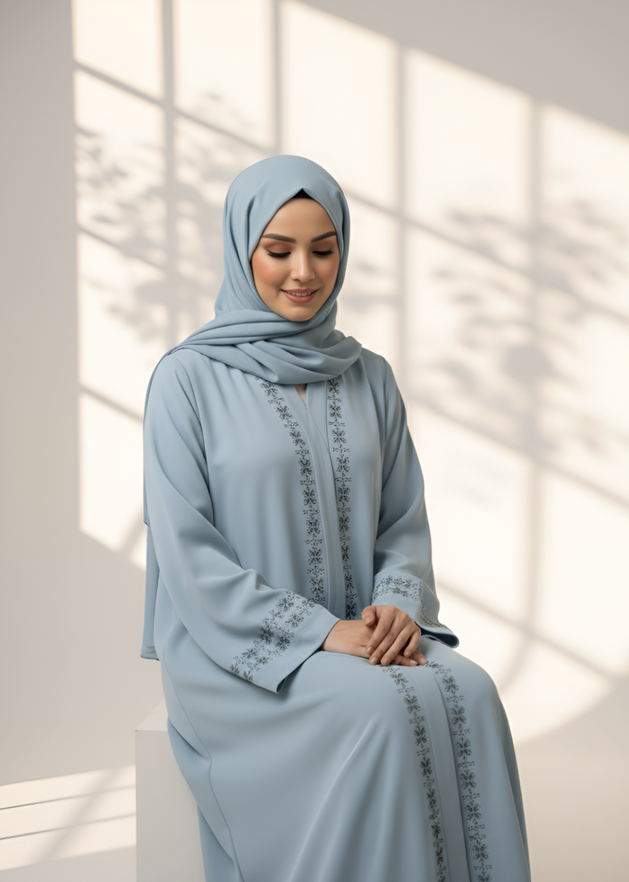 nidha Abaya in Ice blue