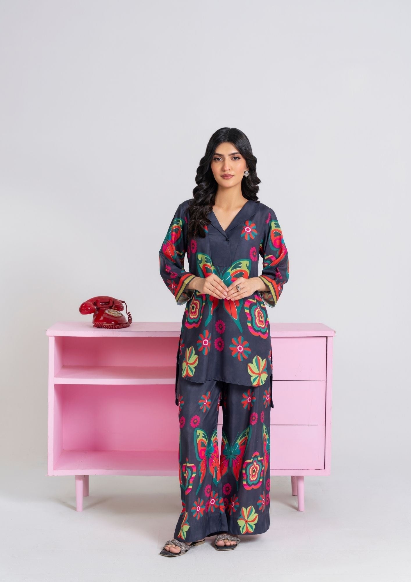 poly silk Co Ord Sets in Moonlight blue