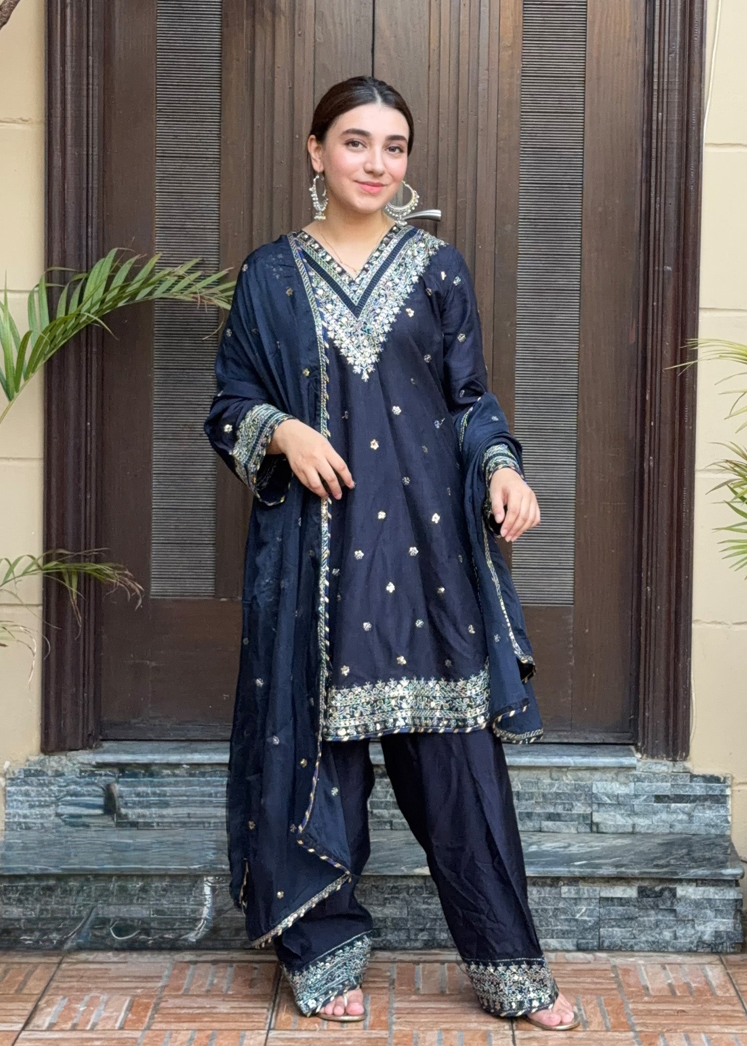 raw silk Kurta Set in Blue