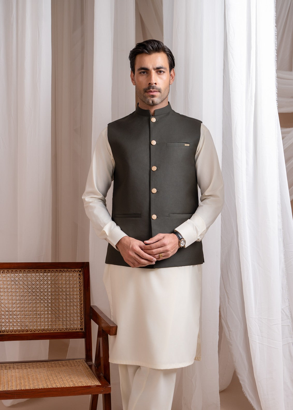 suiting Waistcoat in Dark green