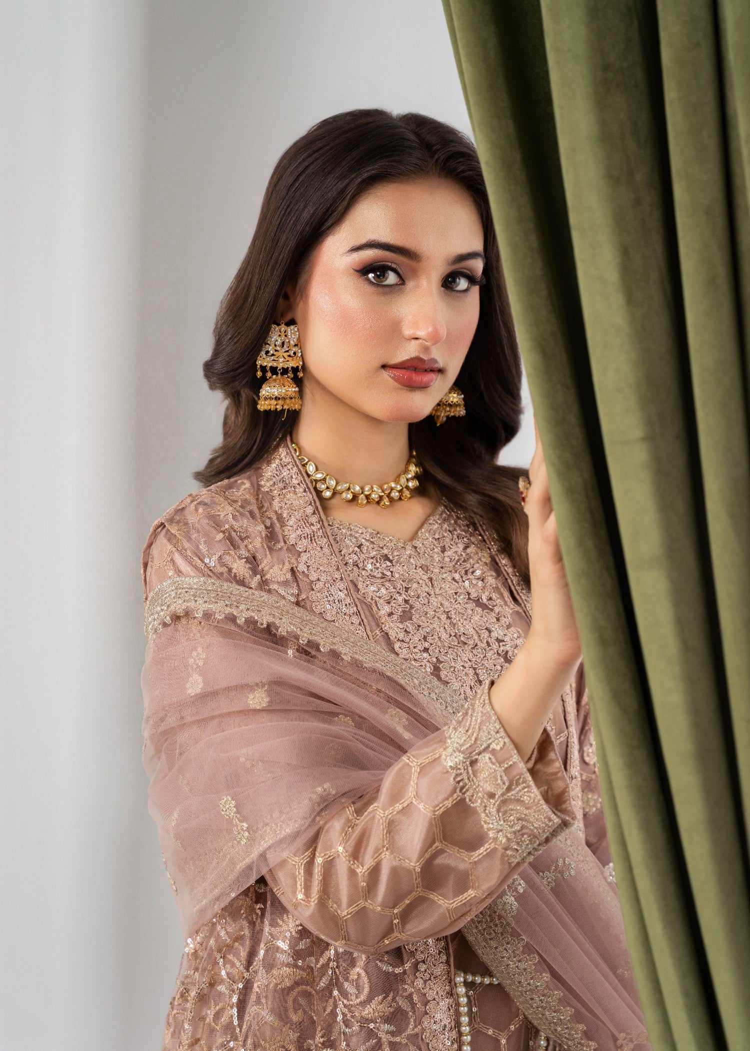 net Gown in Tan brown