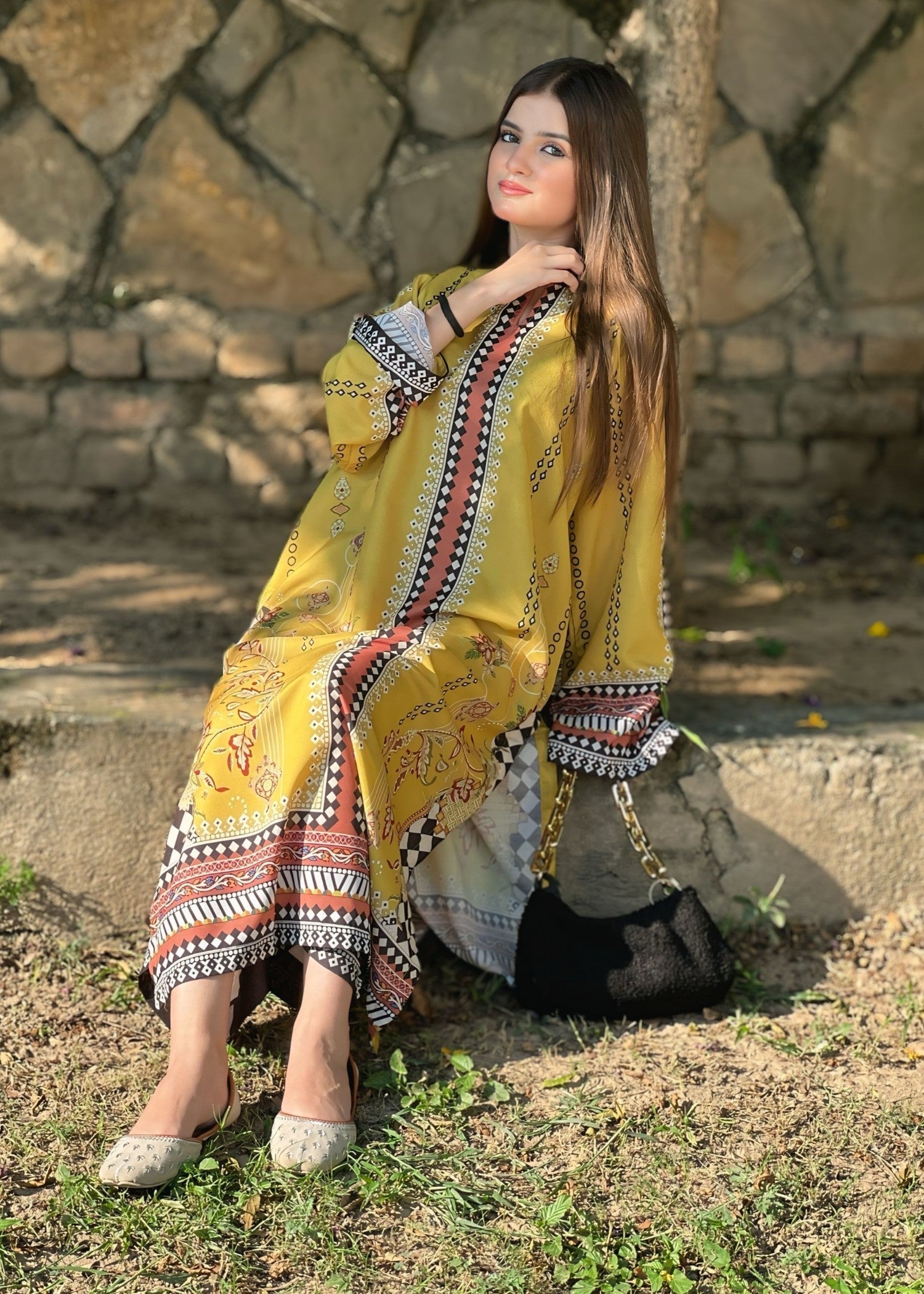 poly lawn Co Ord Sets in Mustard