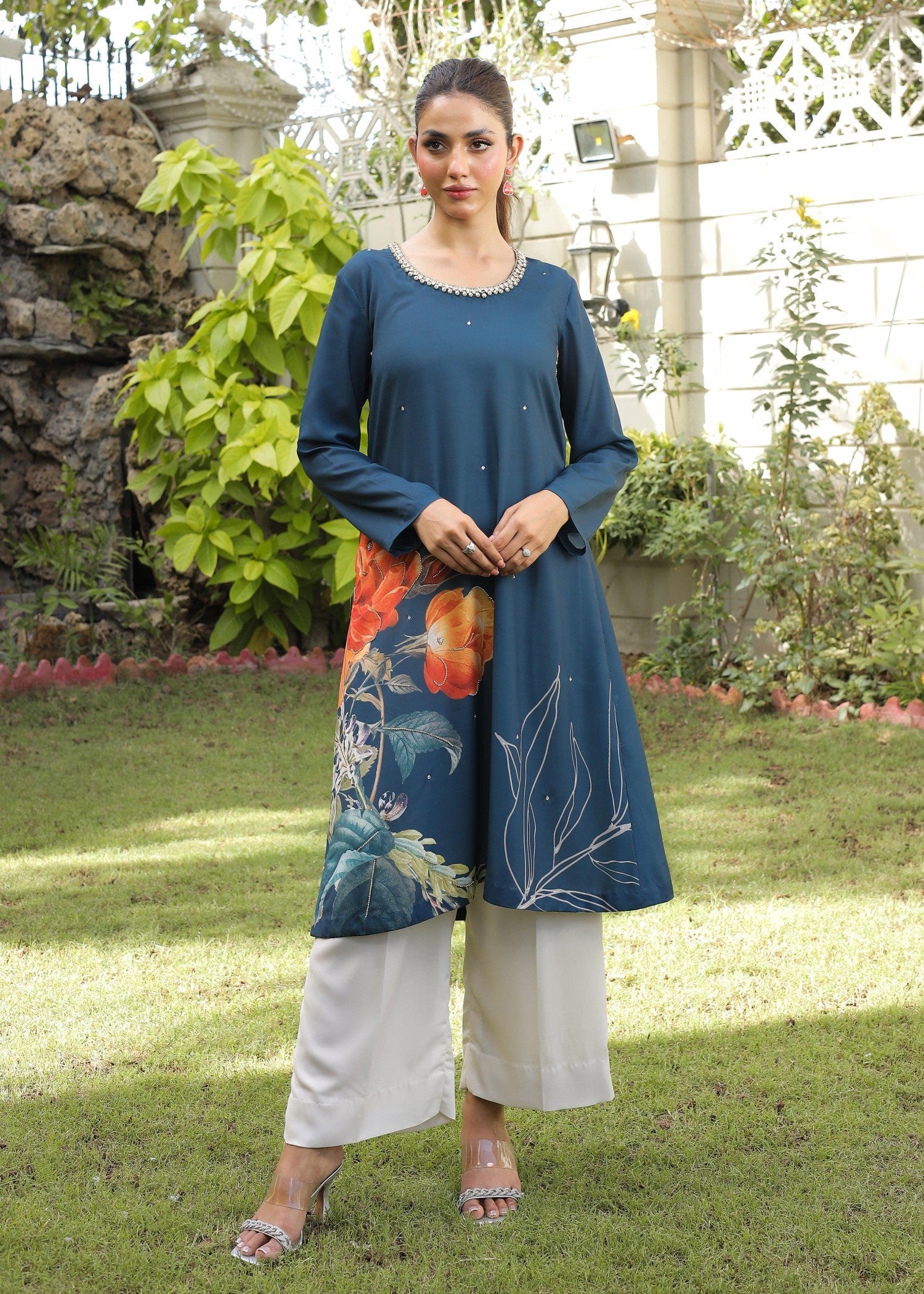 georgette Short Frock in Blue