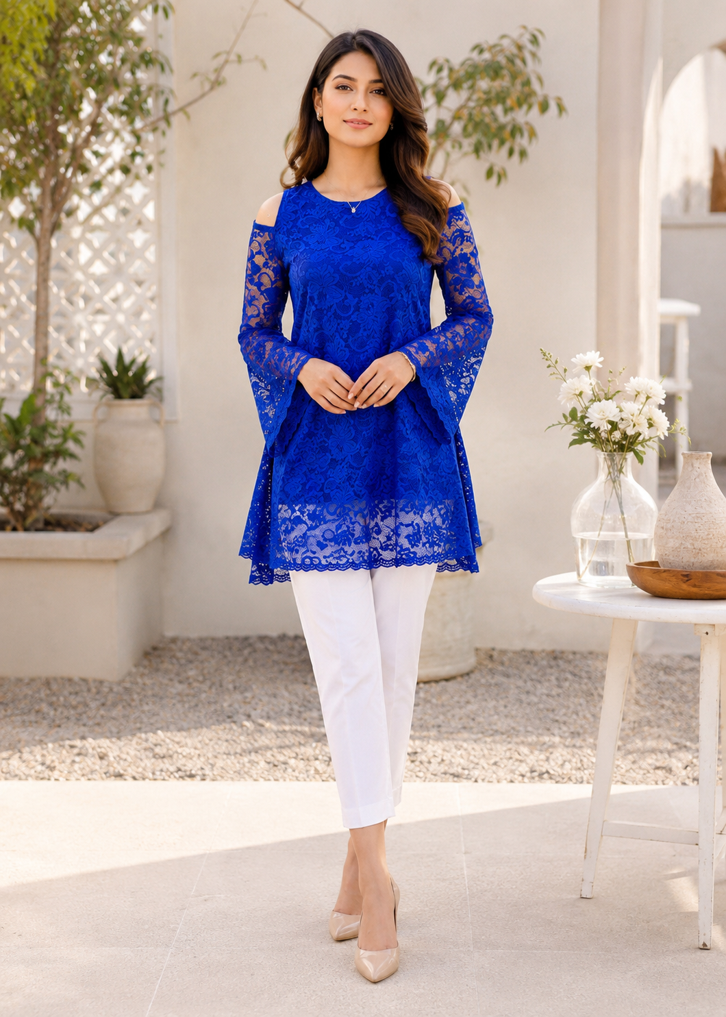 net Tunic in Royal blue
