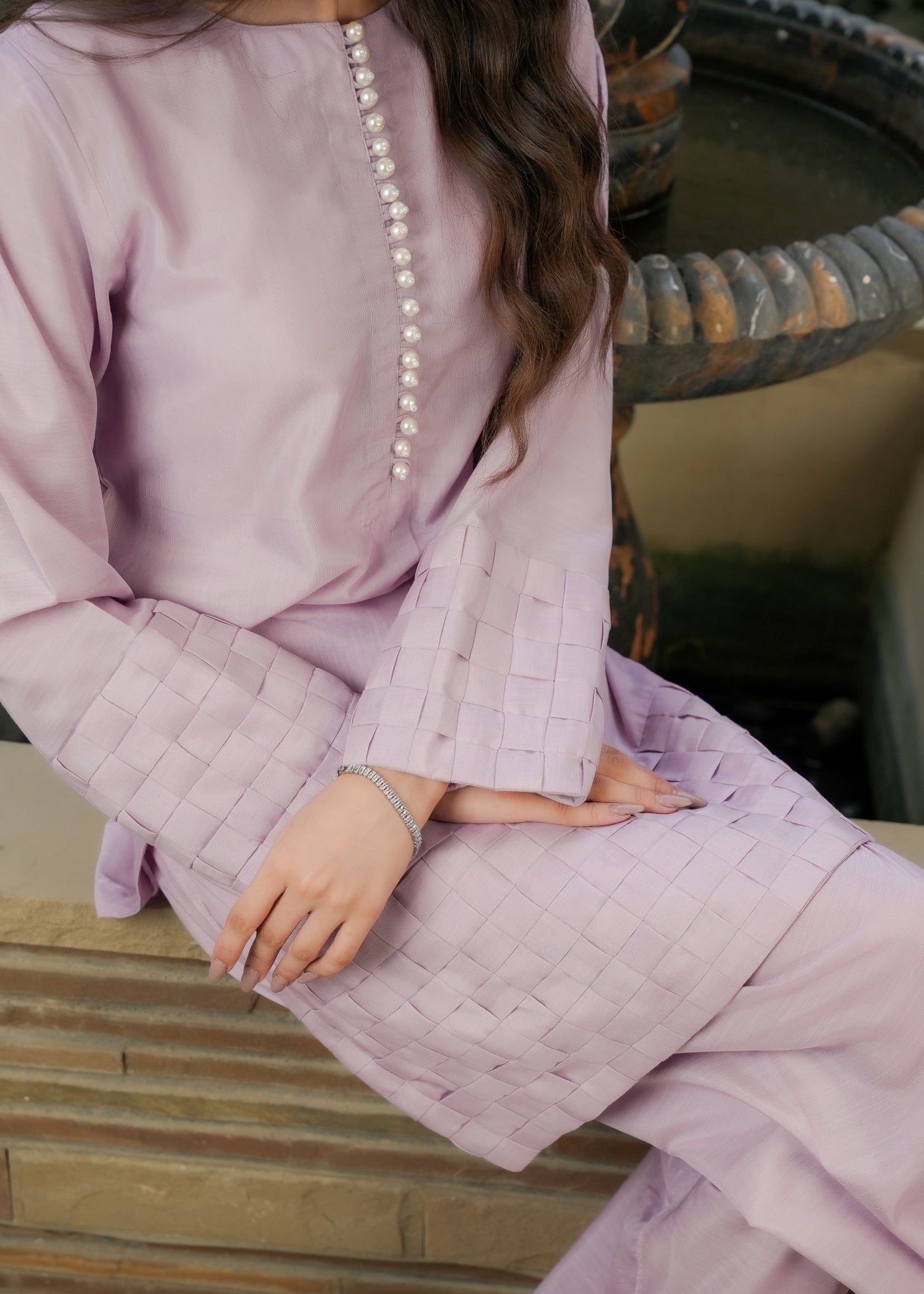 korean raw silk Kurta Set in Lilac