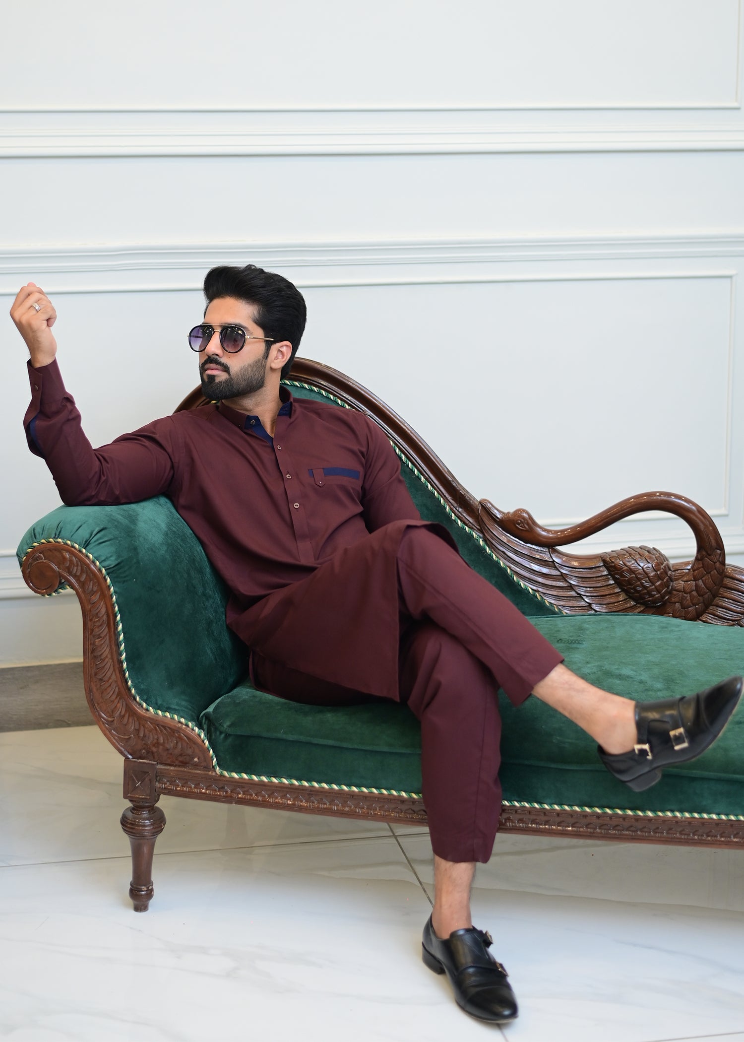 wash & wear Kurta Set in Maroon