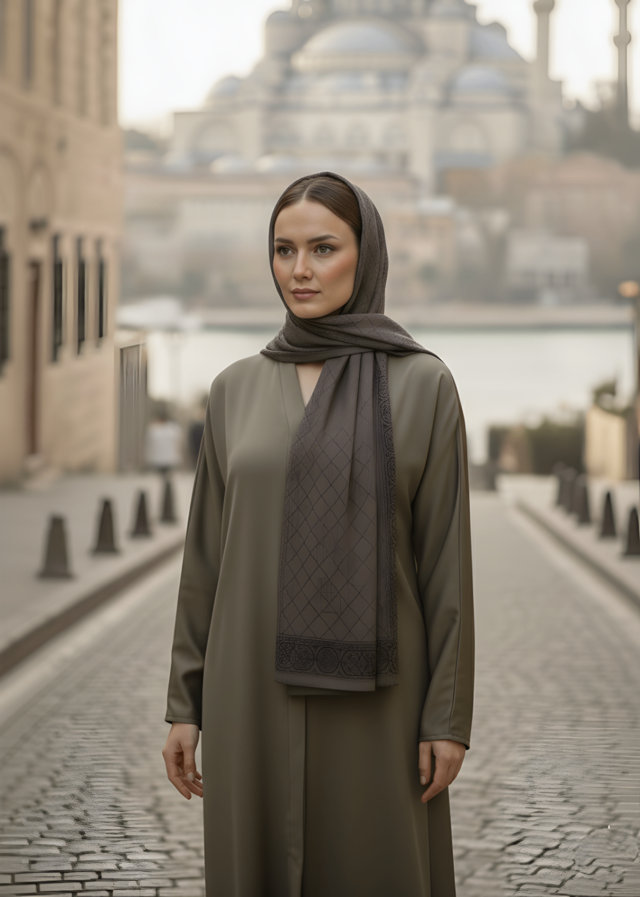 nidha Abaya in Olive green