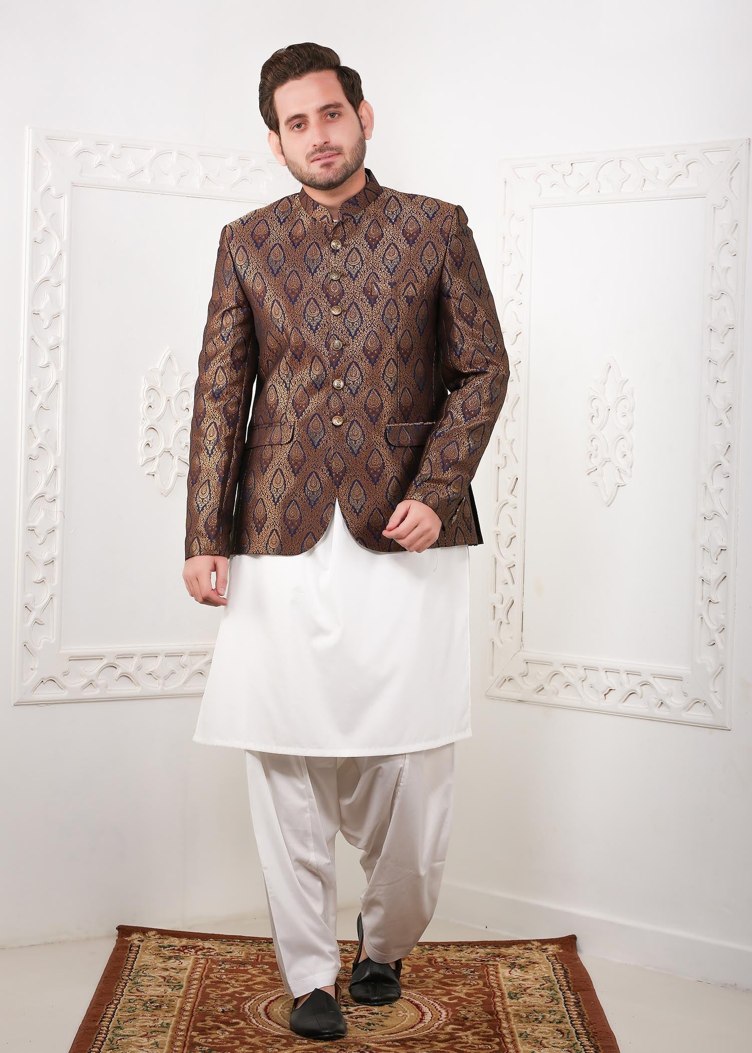 banarsi silk Prince Coat in Multi