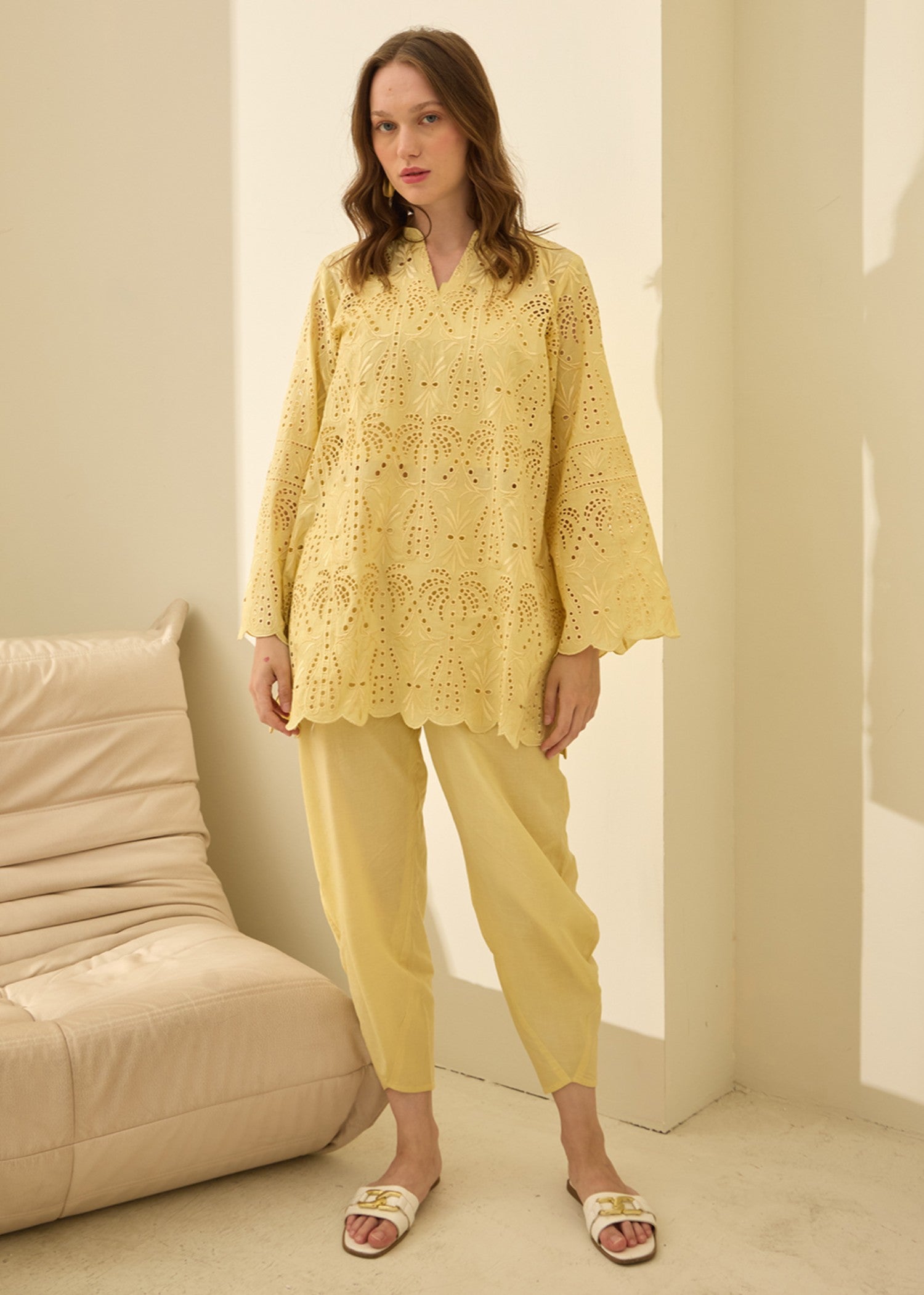 cambric cotton Co Ord Sets in Yellow