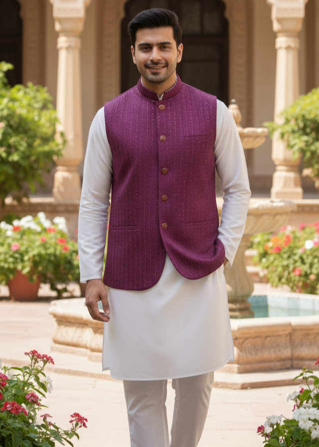 silk Waistcoat in Purple