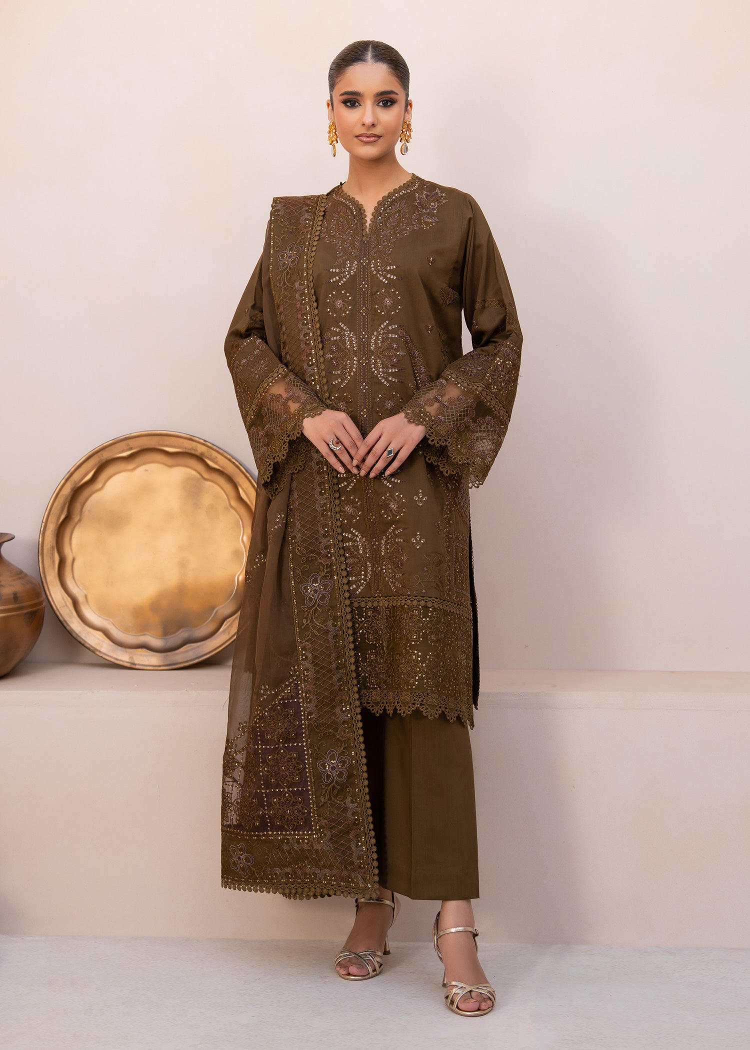 viscose Unstitched in Coffee brown