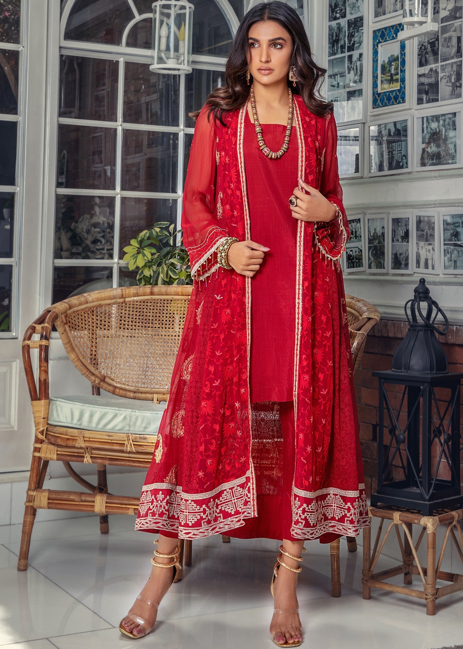 chiffon Gown in Red