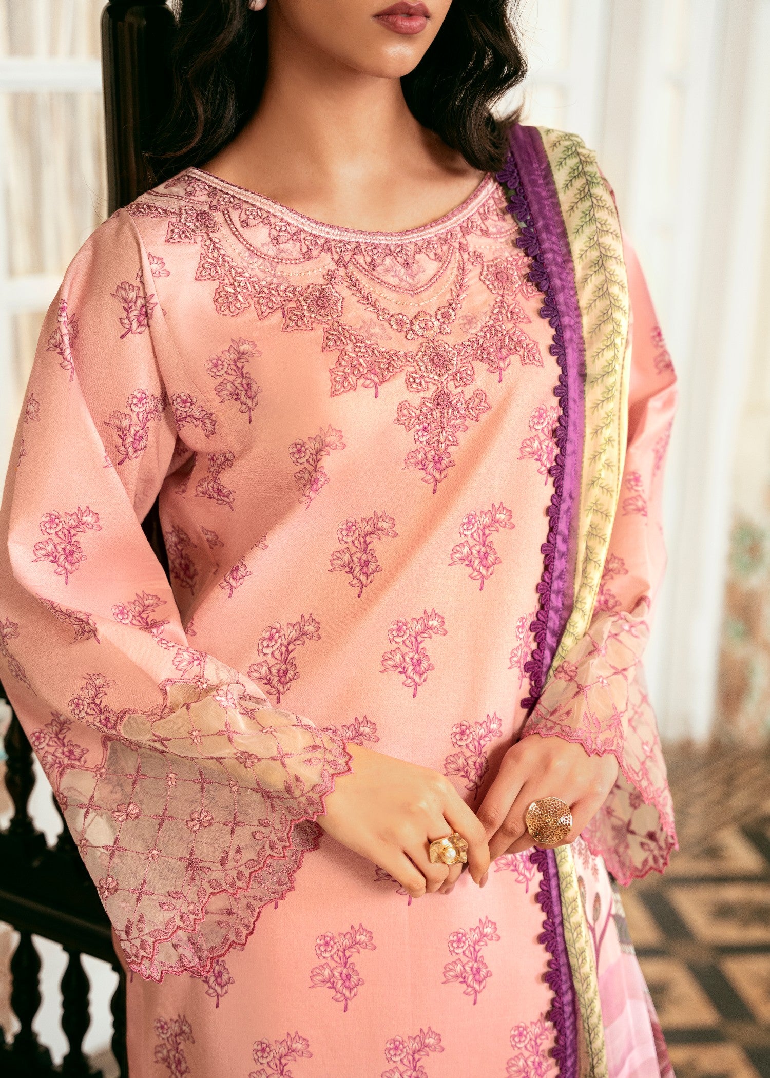 pure cotton Unstitched in Pink